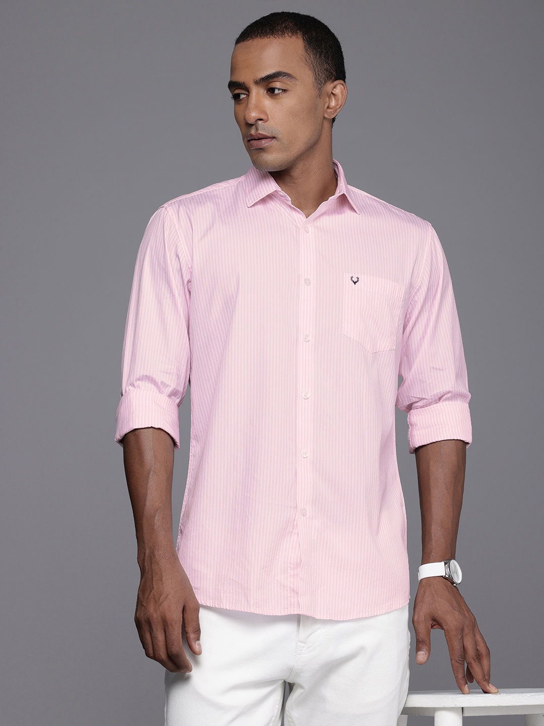 

Allen Solly Pure Cotton Sport Opaque Striped Casual Shirt, Pink