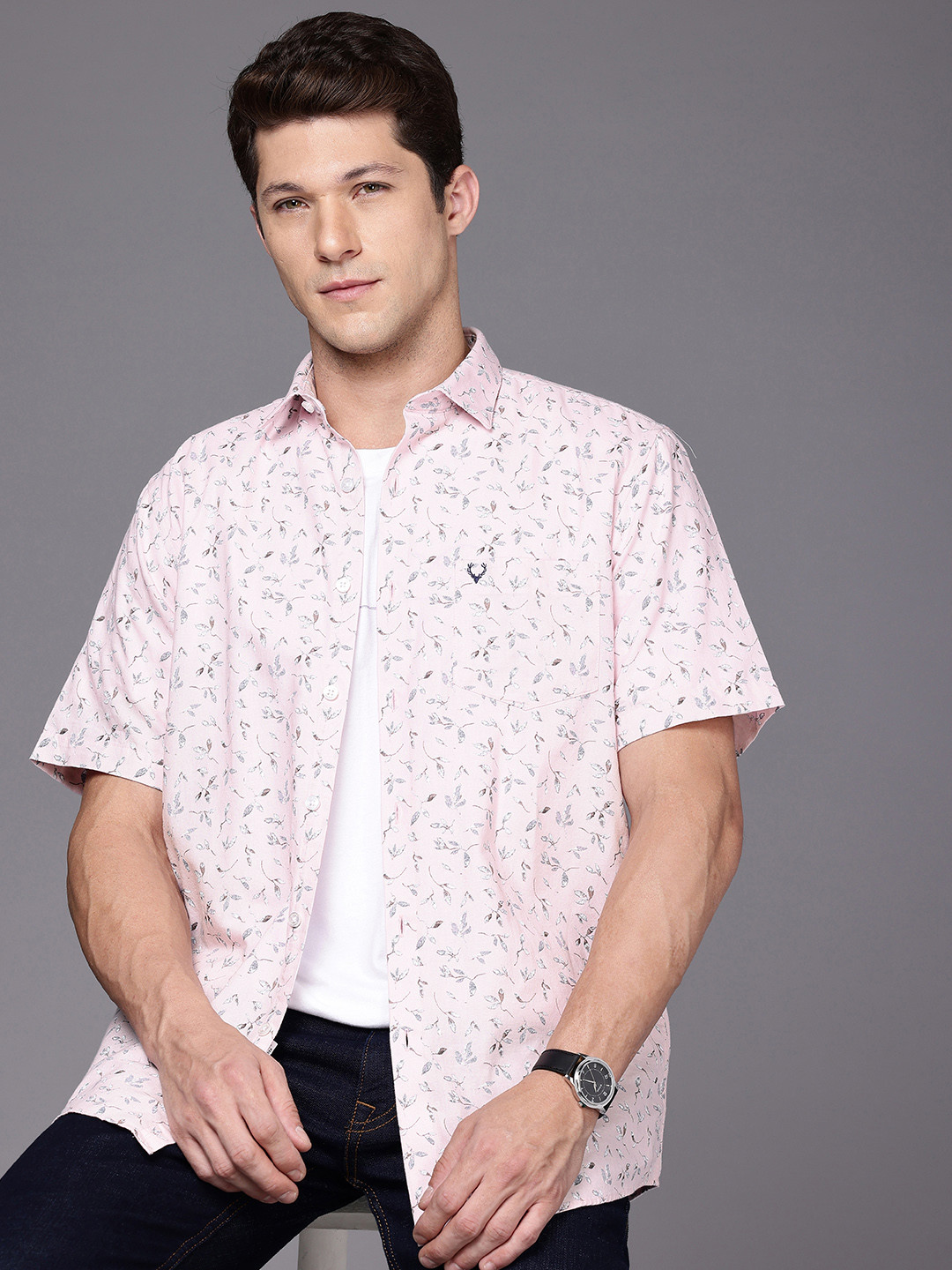 

Allen Solly Pure Cotton Sport Floral Opaque Printed Casual Shirt, Pink