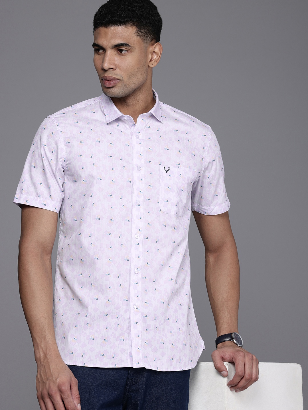 

Allen Solly Pure Cotton Custom Opaque Printed Casual Shirt, Purple