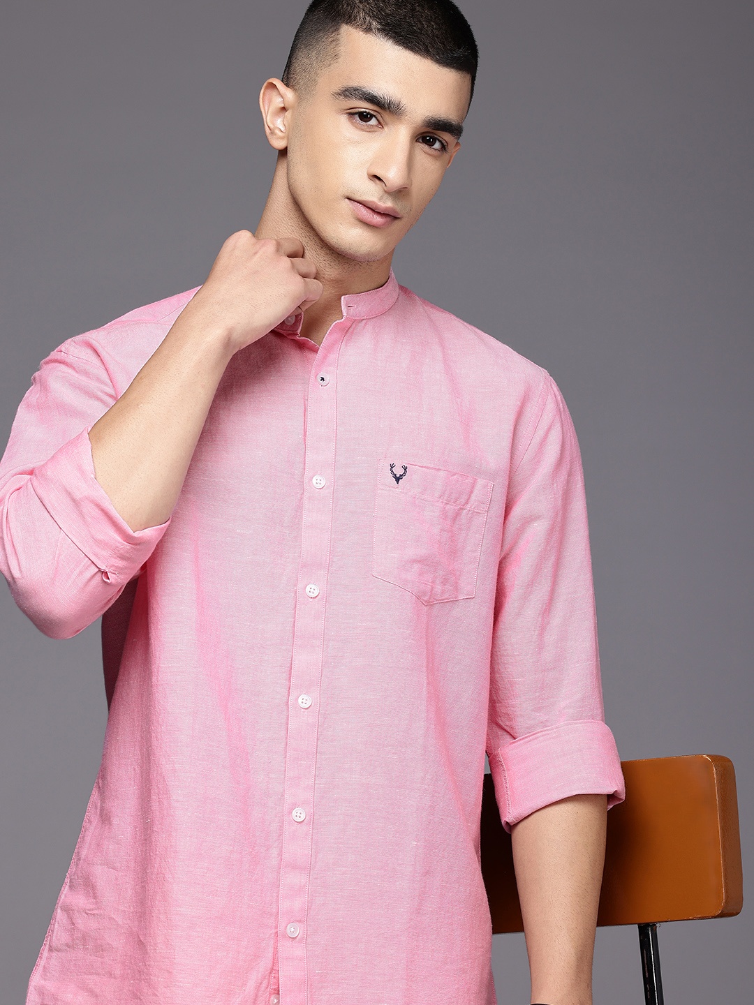 

Allen Solly Classic Opaque Cotton Linen Casual Shirt, Pink