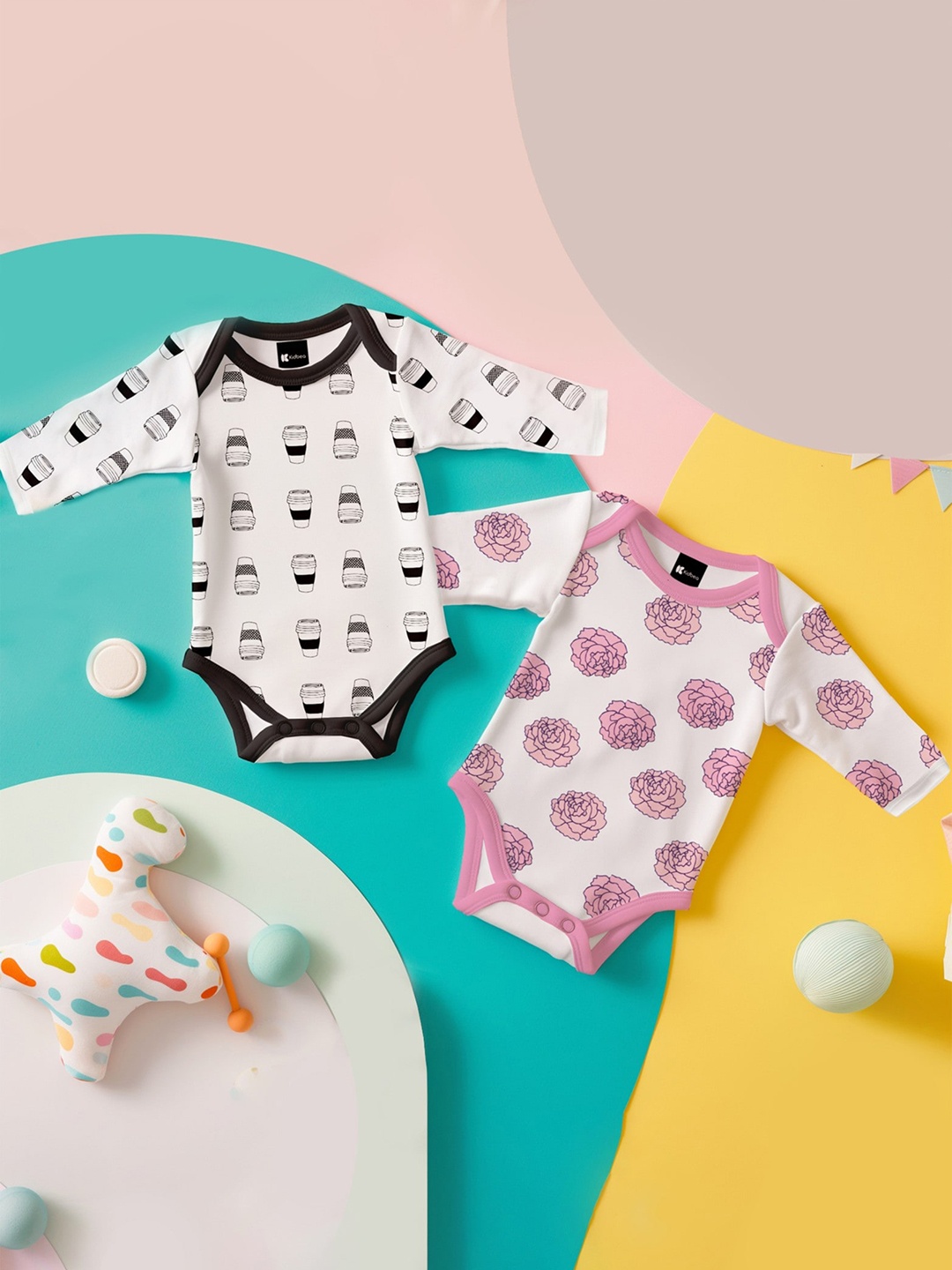 

Kidbea Infant Pack Of 2 Printed Organic Cotton Bodysuit, Black