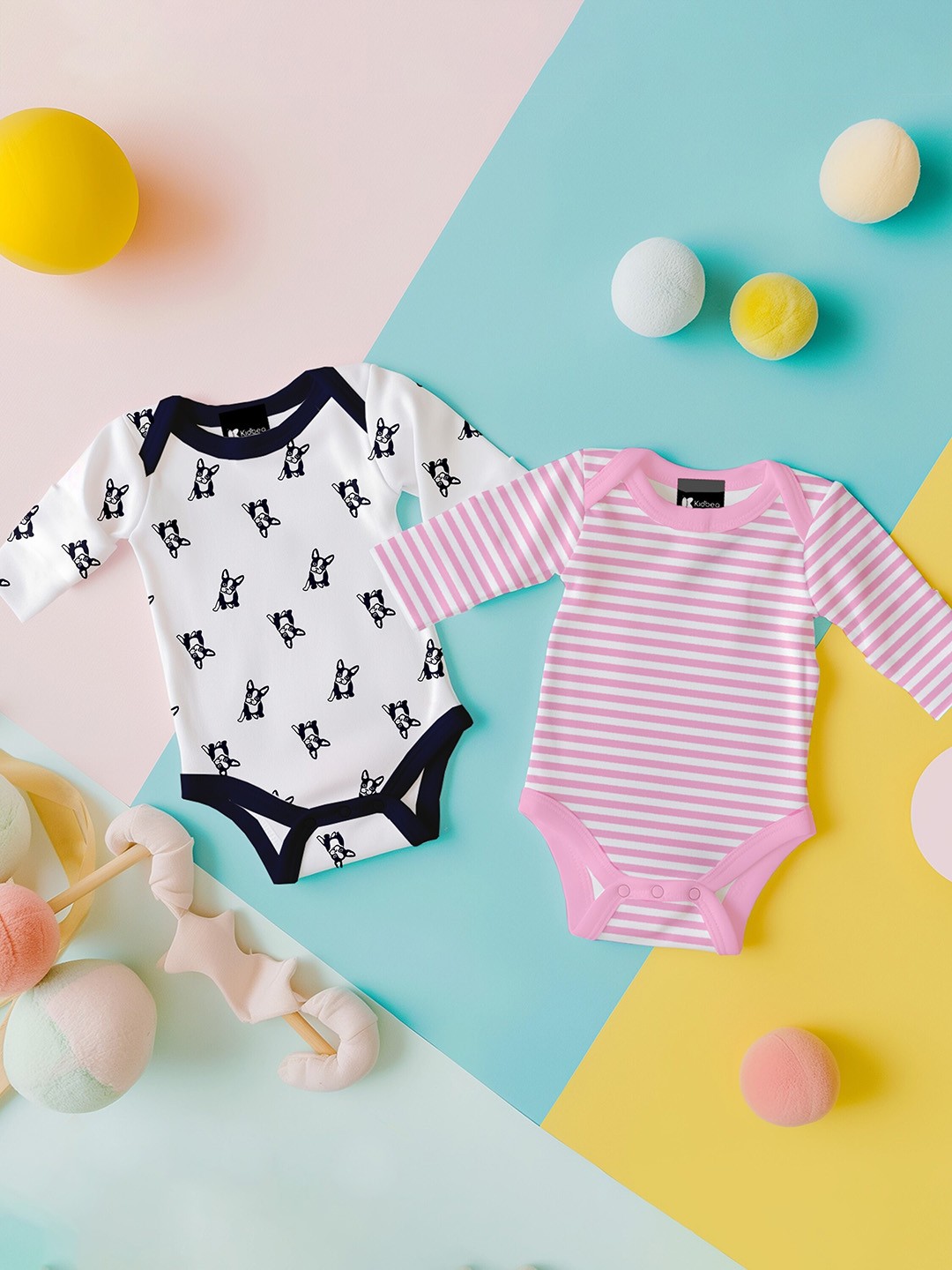 

Kidbea Kids Pack Of 2 Printed Organic Cotton Bodysuits, Black