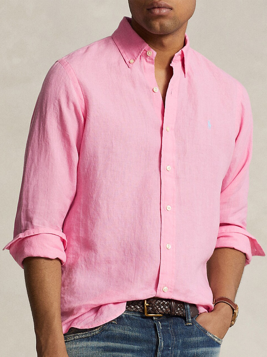 

Polo Ralph Lauren Linen Custom Fit Shirt, Pink