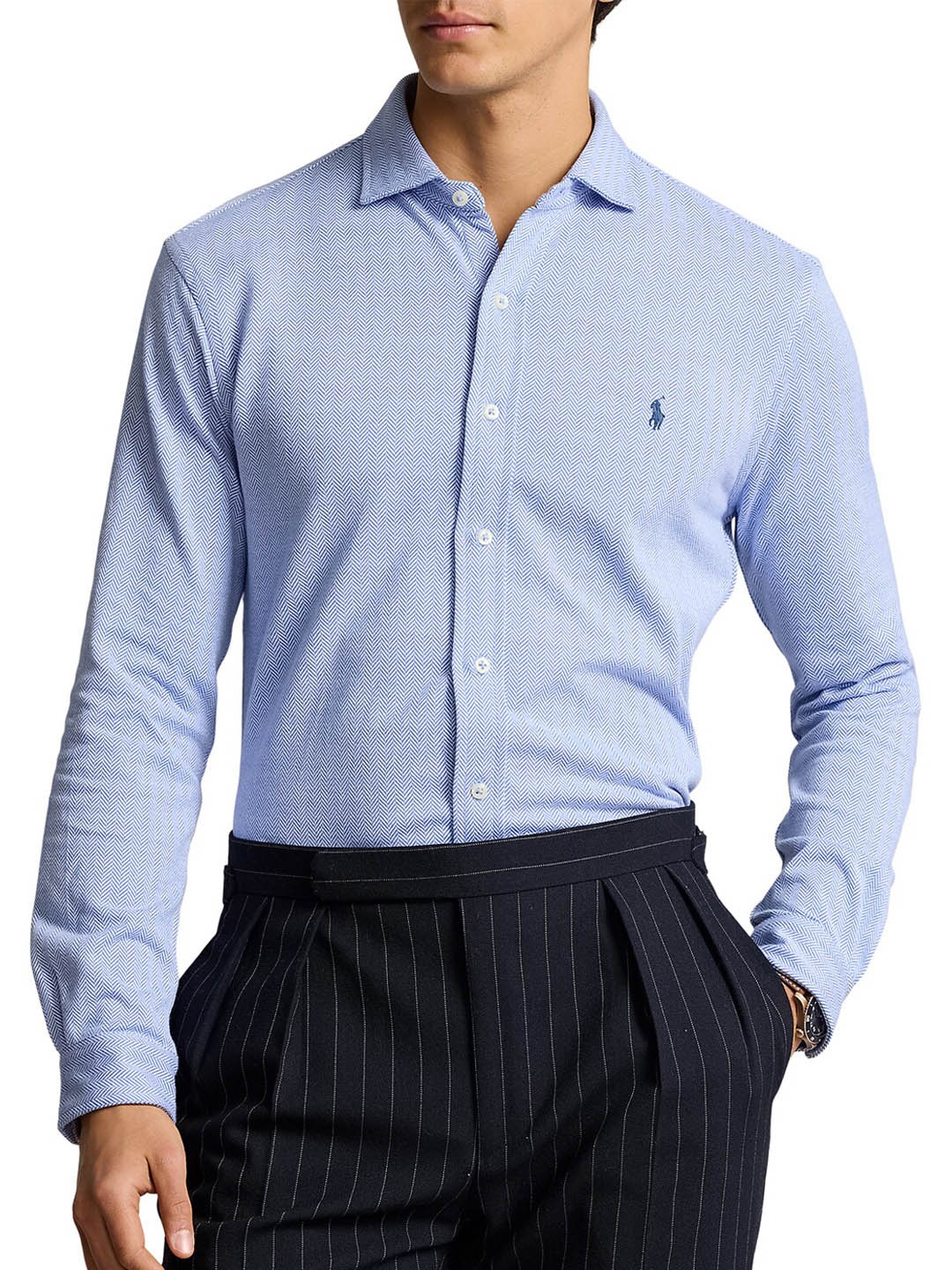 

Polo Ralph Lauren Printed Cotton Formal Shirt, Blue