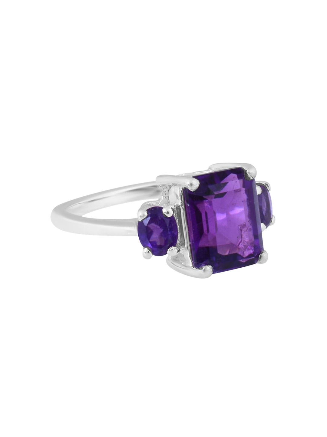 

HIFLYER JEWELS 925 Amethyst Studded Finger Ring, Purple