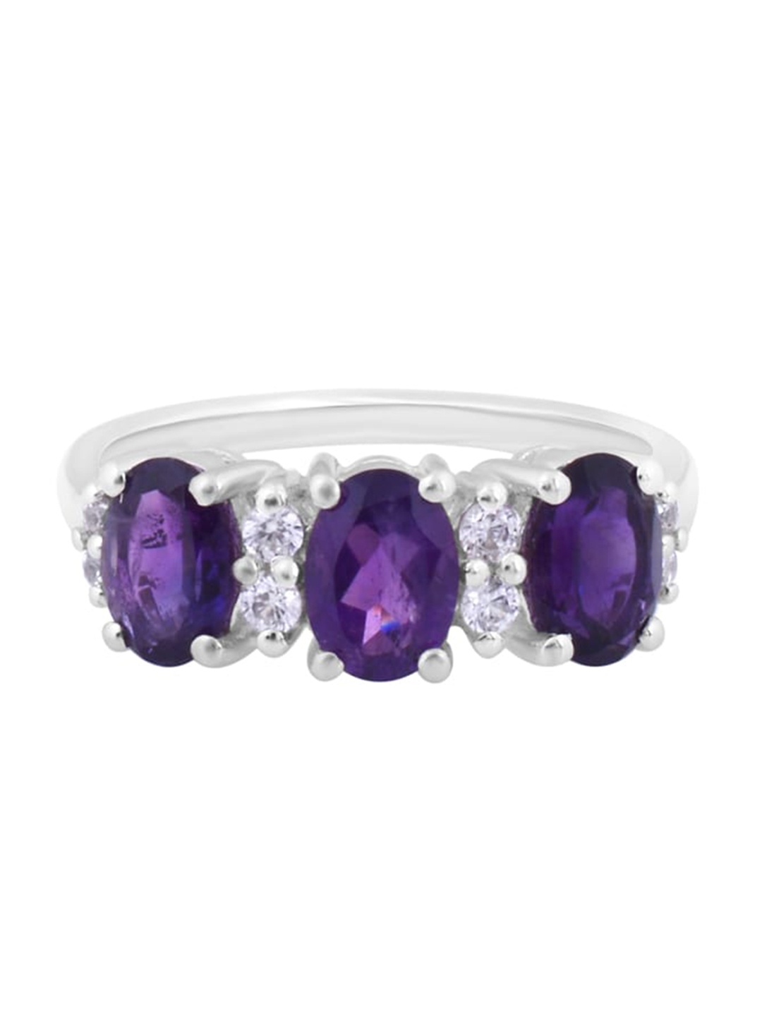 

HIFLYER JEWELS 925 Amethyst Studded Finger Ring, Purple