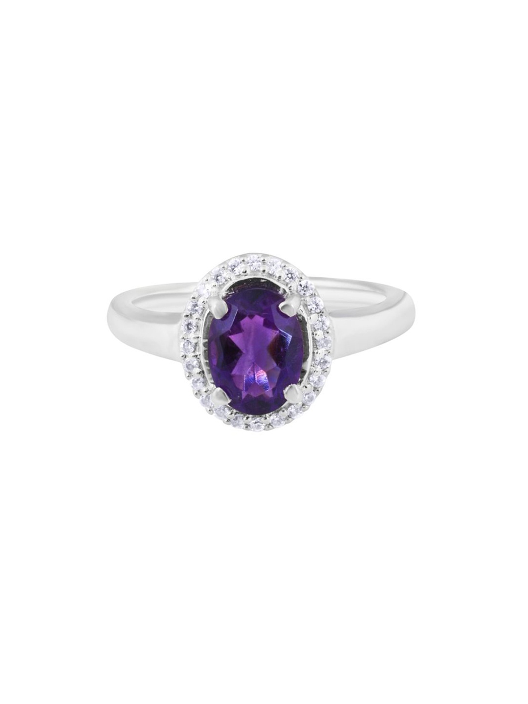 

HIFLYER JEWELS 925 Amethyst Studded Finger Ring, Purple