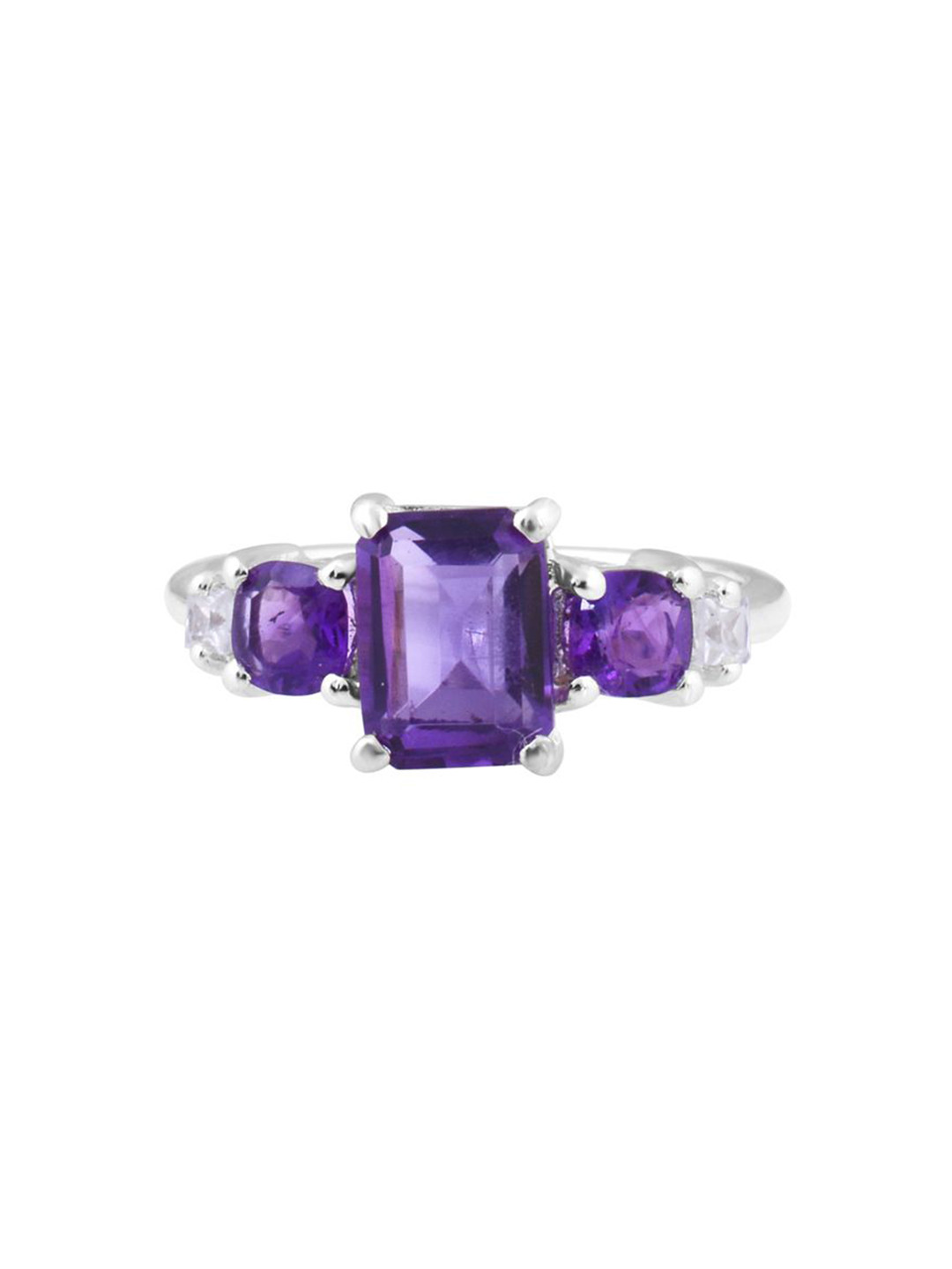 

HIFLYER JEWELS 925 Amethyst Studded Finger Ring, Purple