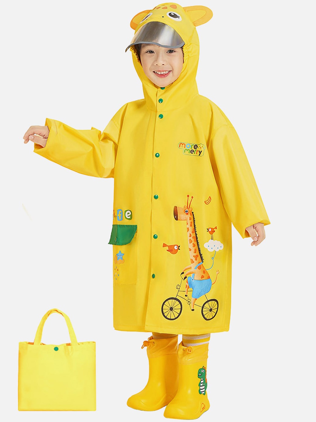 

Little Surprise Box LLP Unisex Kids Printed Waterproof Rain Jacket, Yellow