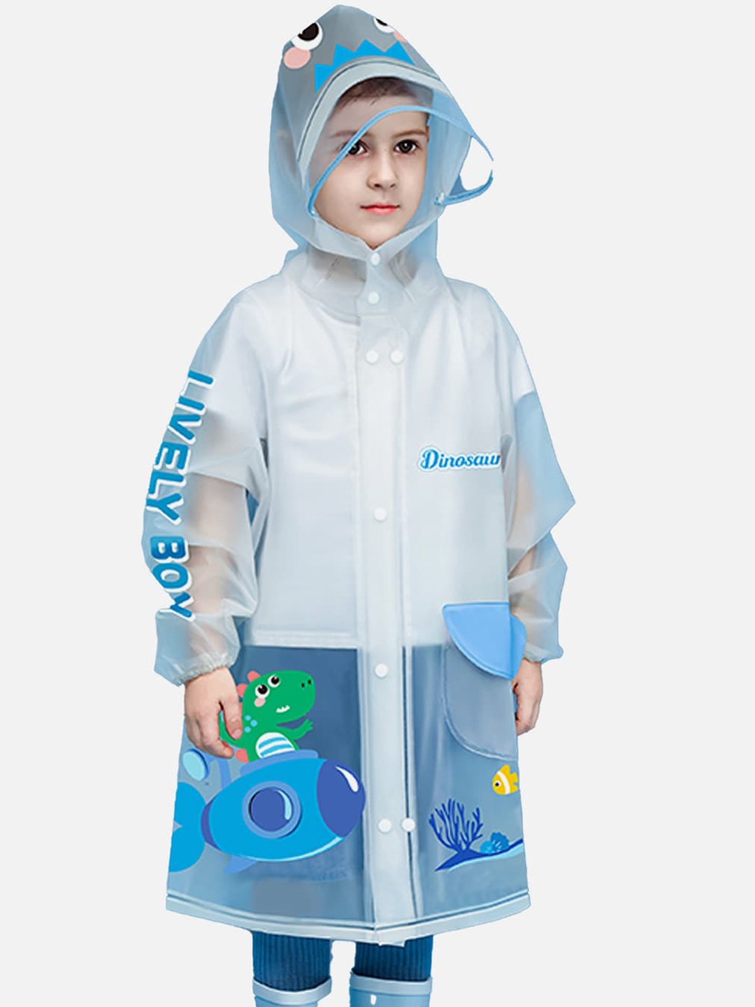 

Little Surprise Box LLP Kids Printed Waterproof Rain Jacket, Blue