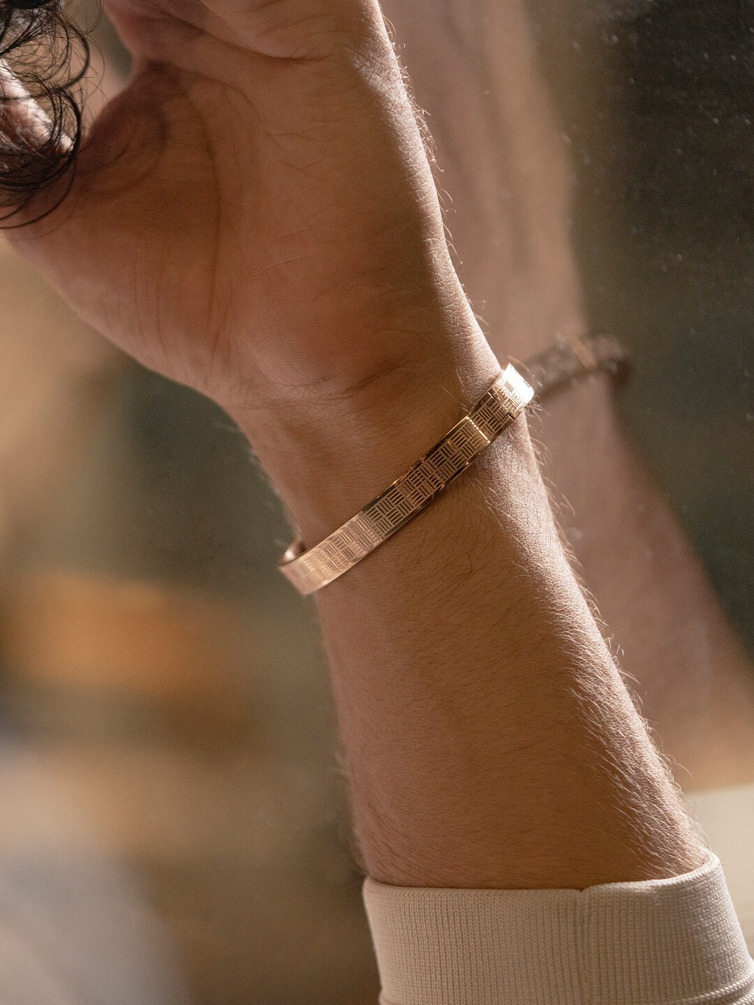 

SWASHAA Men Rose Gold-Plated Kada Bracelet