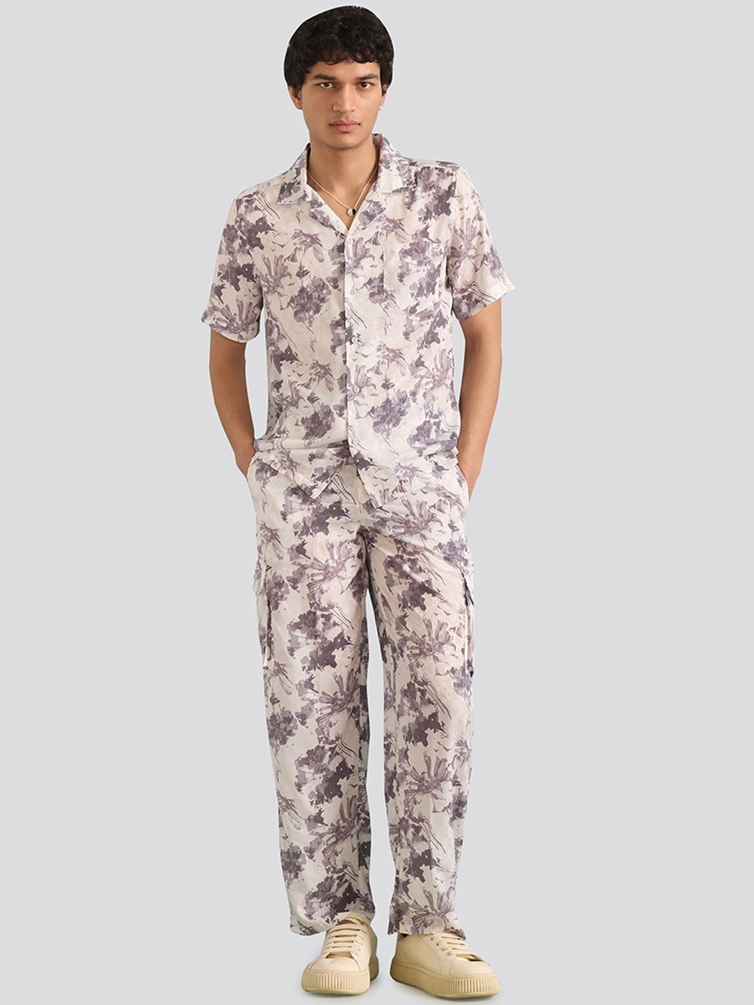 

Muvazo Floral Printed Shirt With Trousers Co-Ords, Lavender