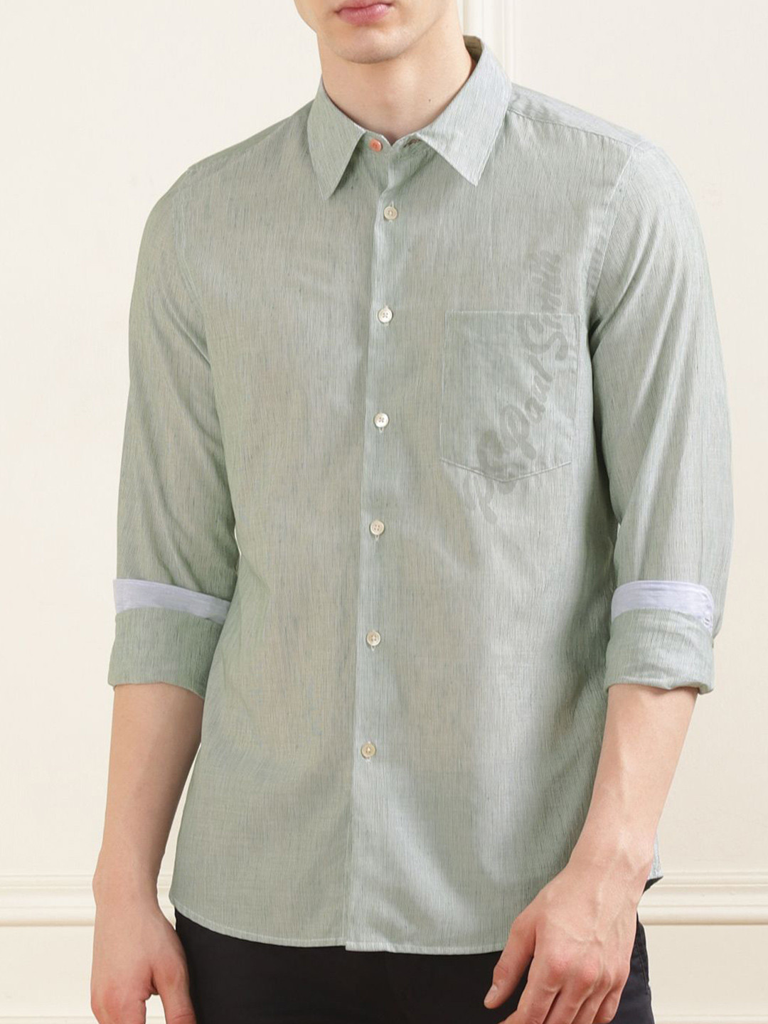 

PS By Paul Smith Vertical Stripes Cotton Casual Shirt, Green