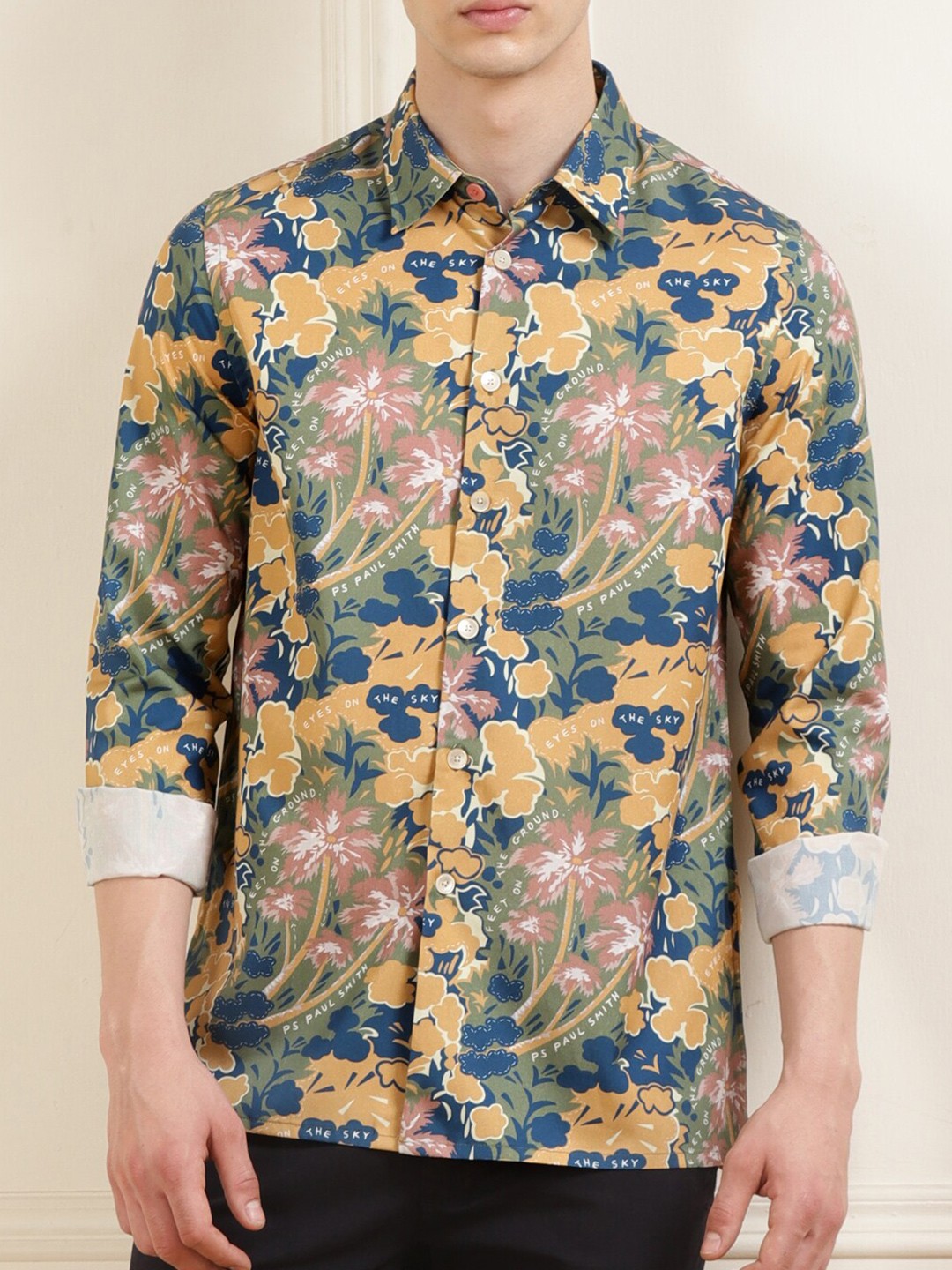 

PS By Paul Smith Floral Printed Cotton Casual Shirt, Green