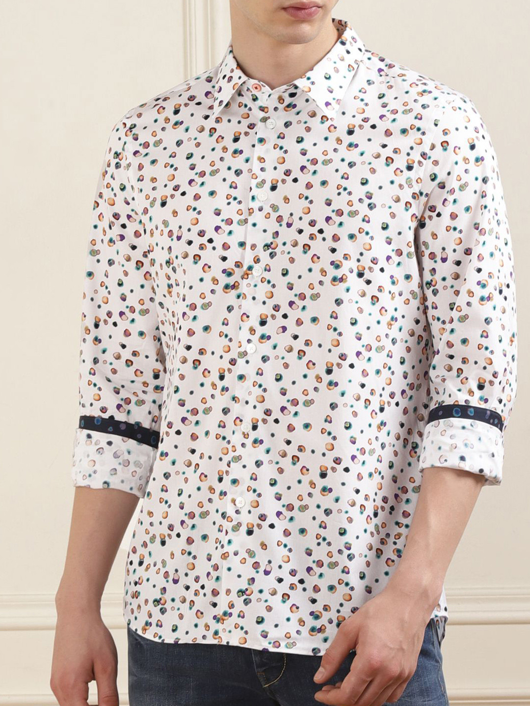 

PS By Paul Smith Abstract Printed Cotton Casual Shirt, White