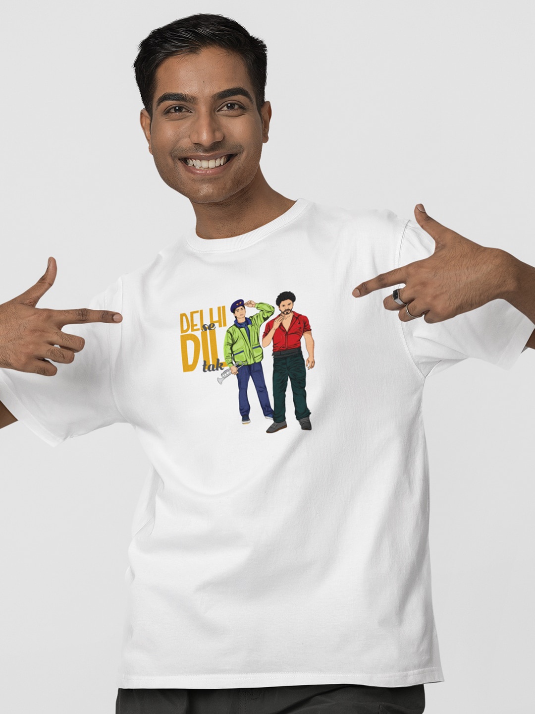 

BOLLYWOO.OOO Unisex Typography Bio Finish Oversized T-shirt, White
