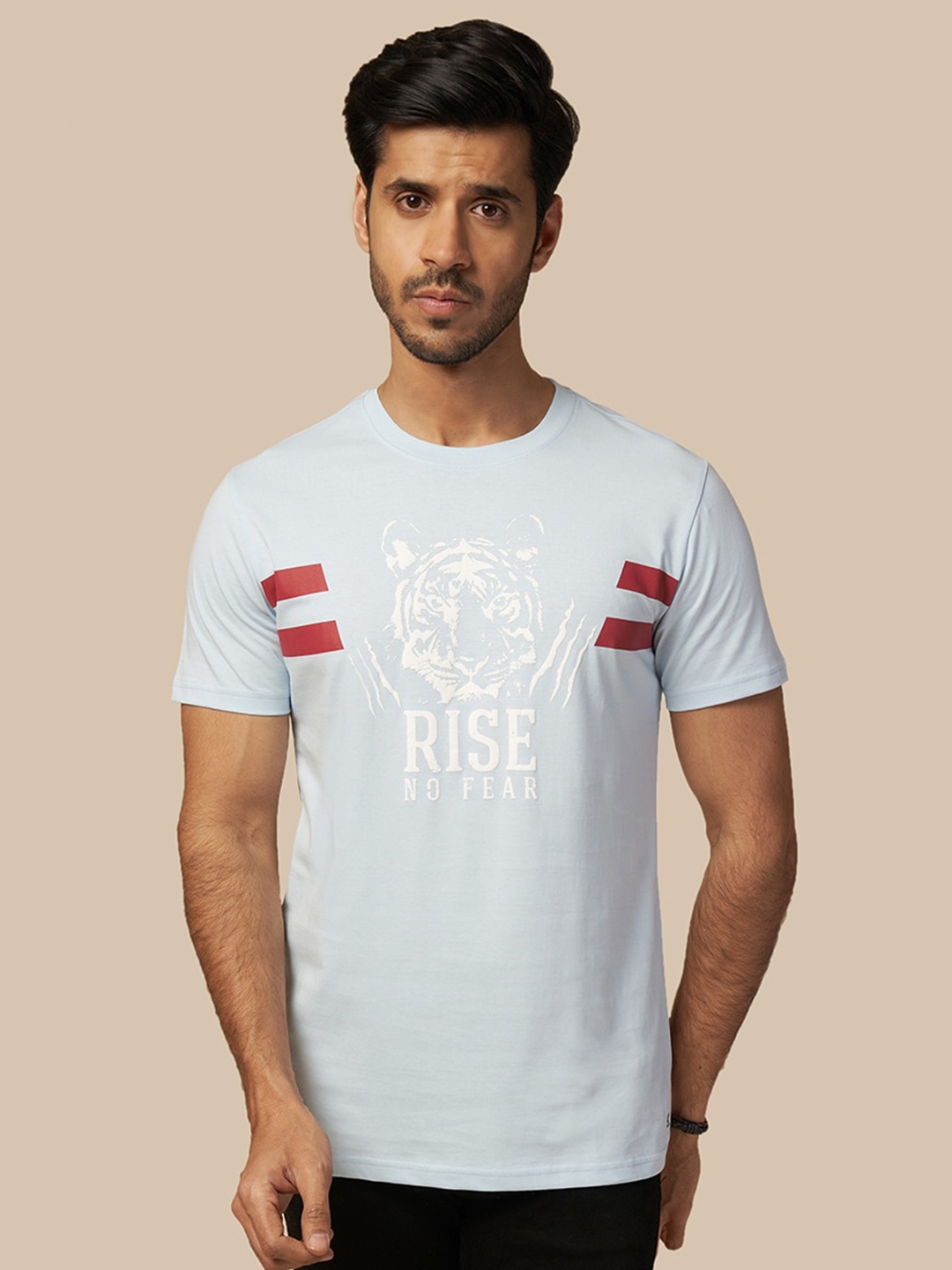 

ONE SKY Men Typography Printed Round Neck T-shirt, Blue