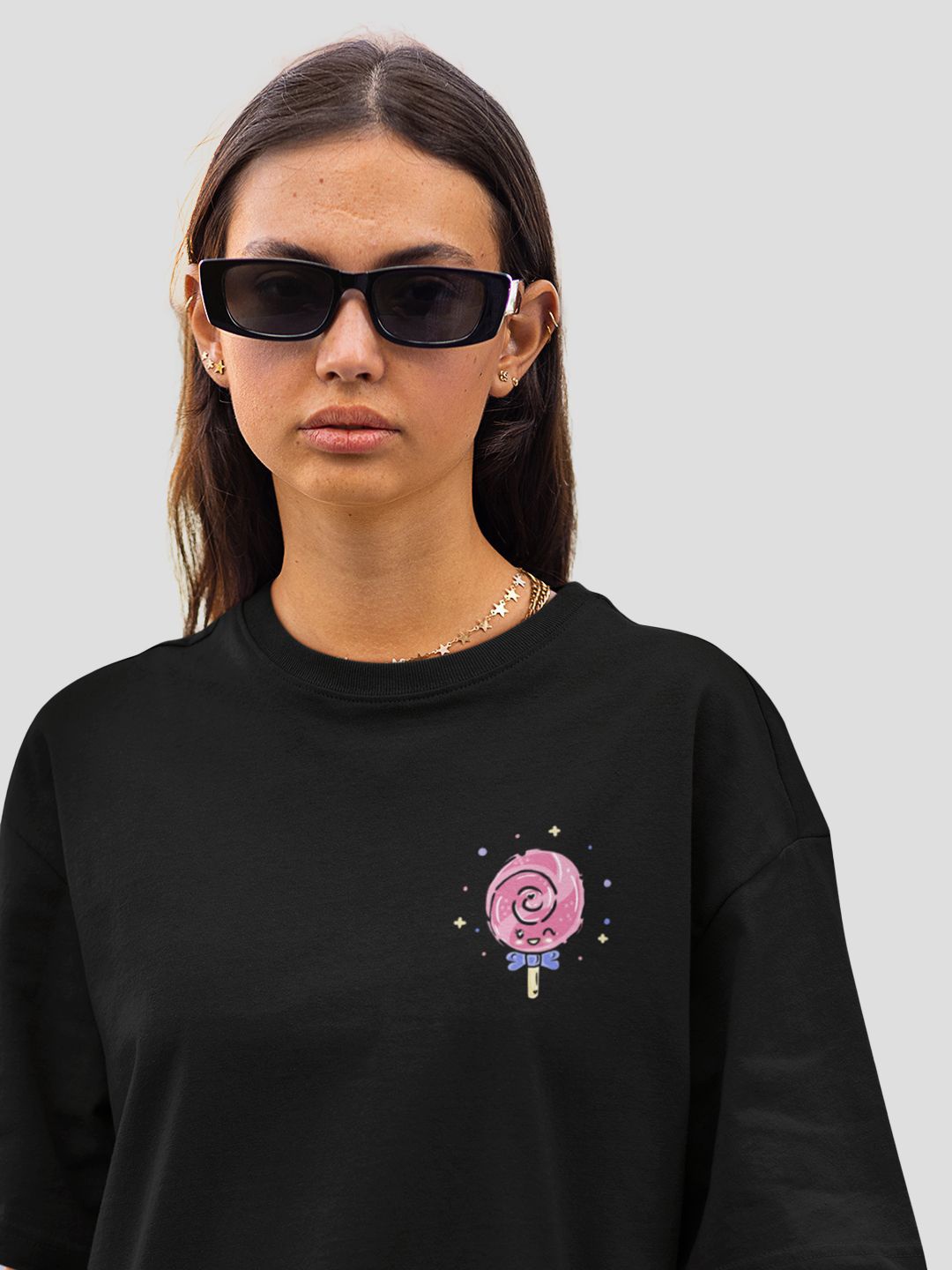

BOLLYWOO.OOO Women Typography Bio Finish Pockets Oversized T-shirt, Black