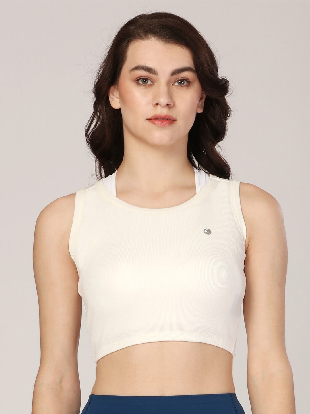 

Lovable Sport Solid Crop Tank Top, White