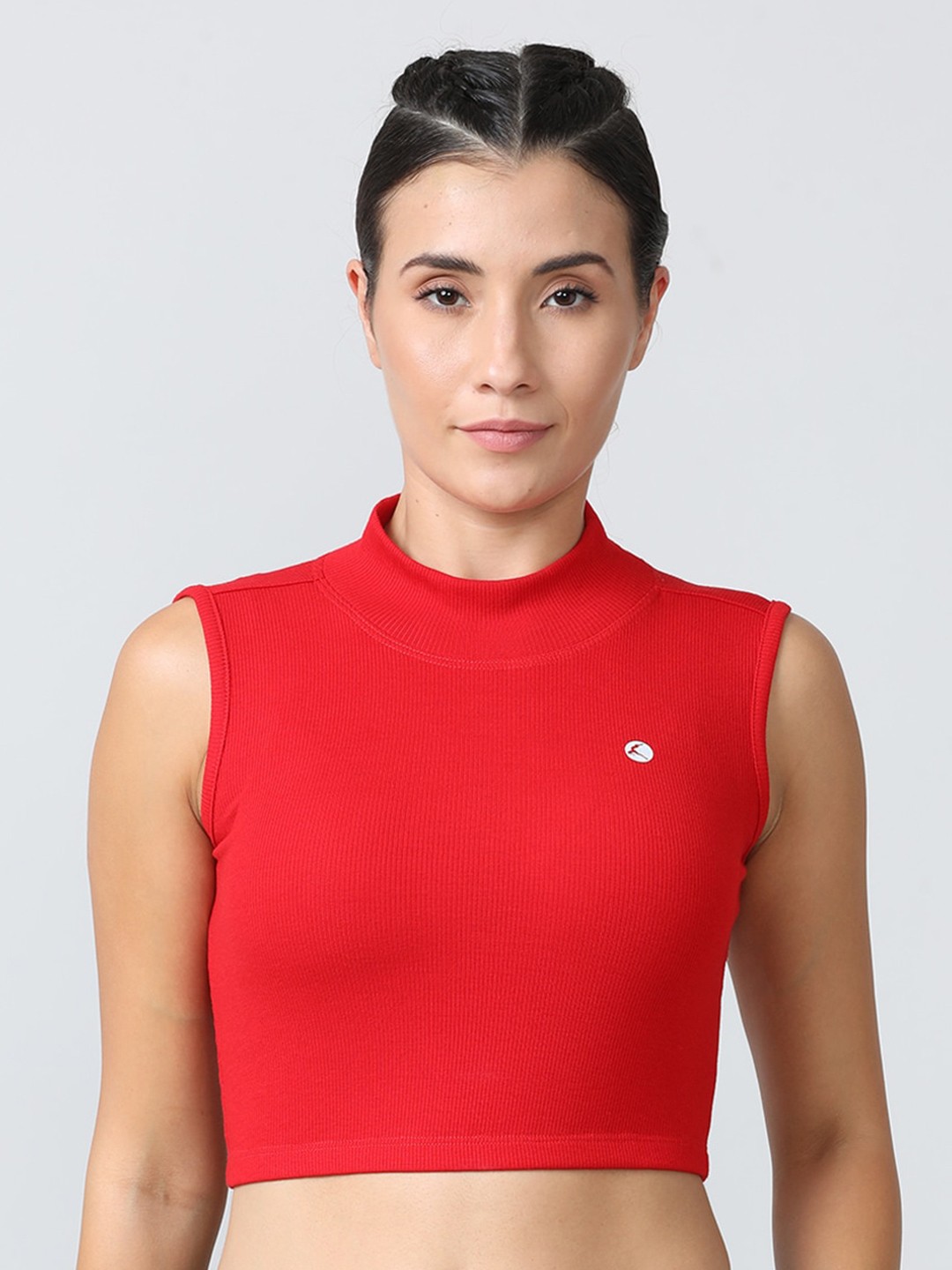 

Lovable Sport High Neck Fitted Crop Top, Red