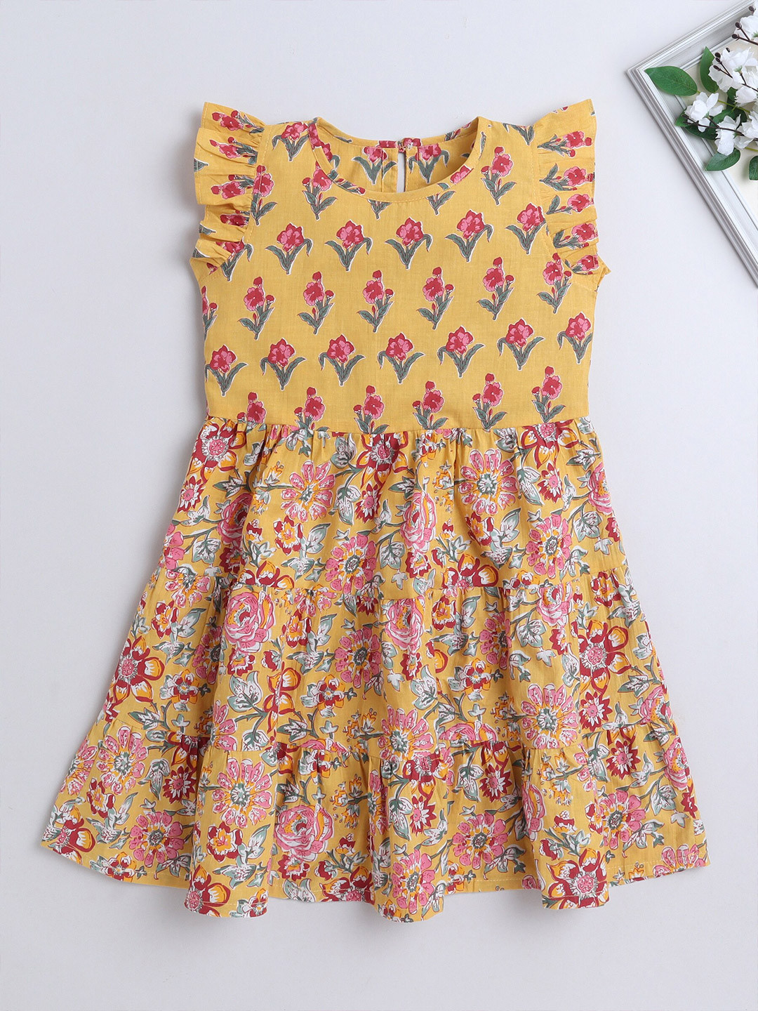 

The Magic Wand Girls Floral Print Fit & Flare Dress, Yellow