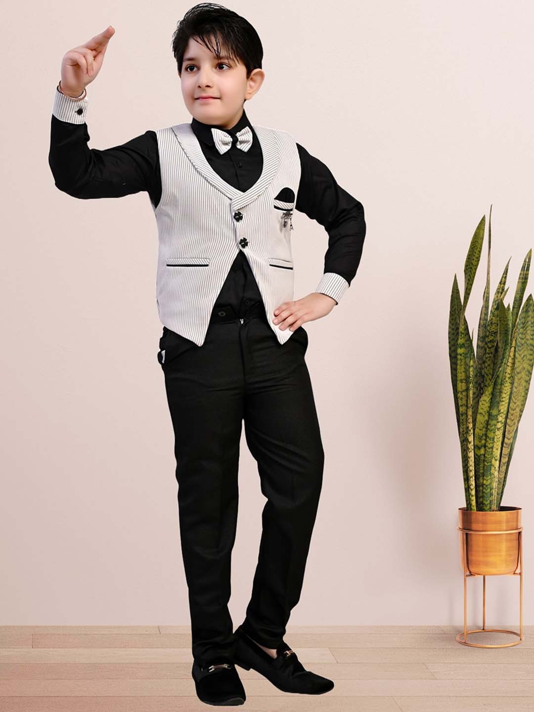 

BAESD Boys Striped 3-Pcs Party Suit, White