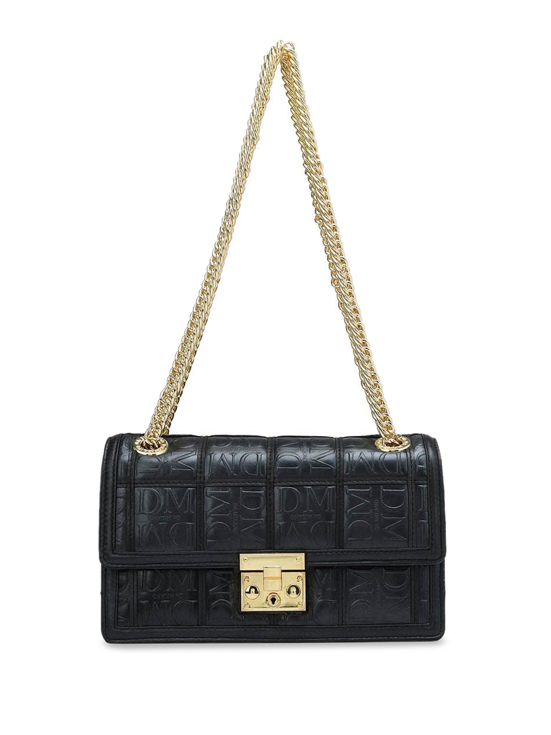 

Da Milano Women's Textured Leather Structured Shoulder Bag with Quilted, Black