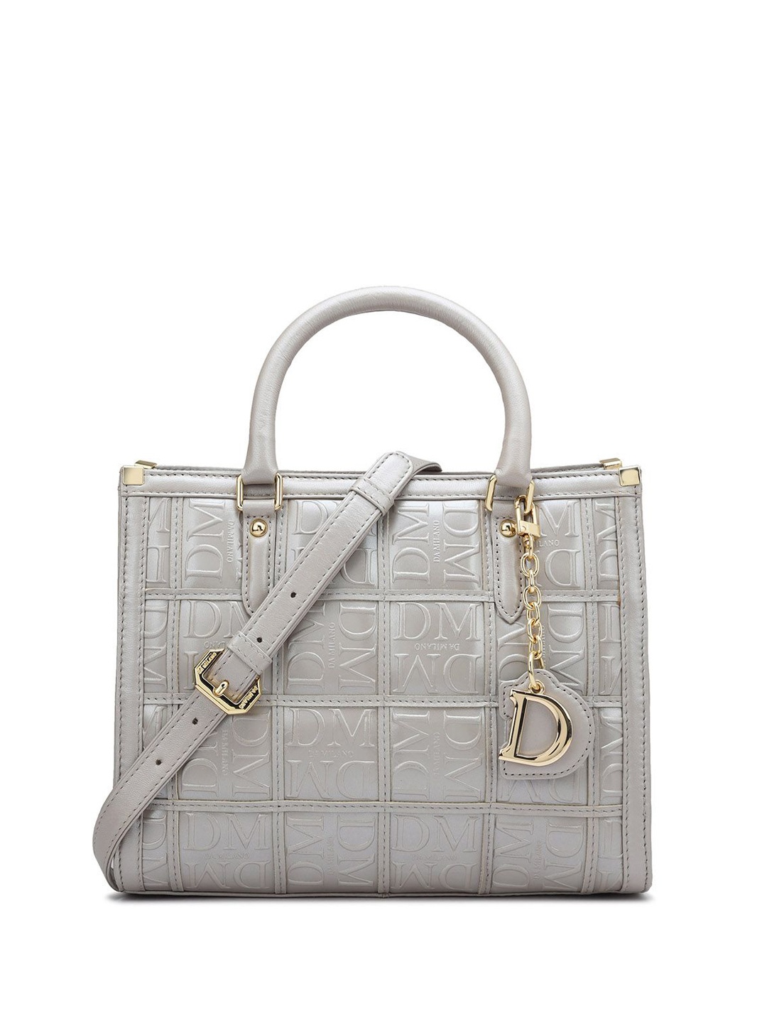 

Da Milano Women Leather Shopper Handheld Bag with Quilted, White