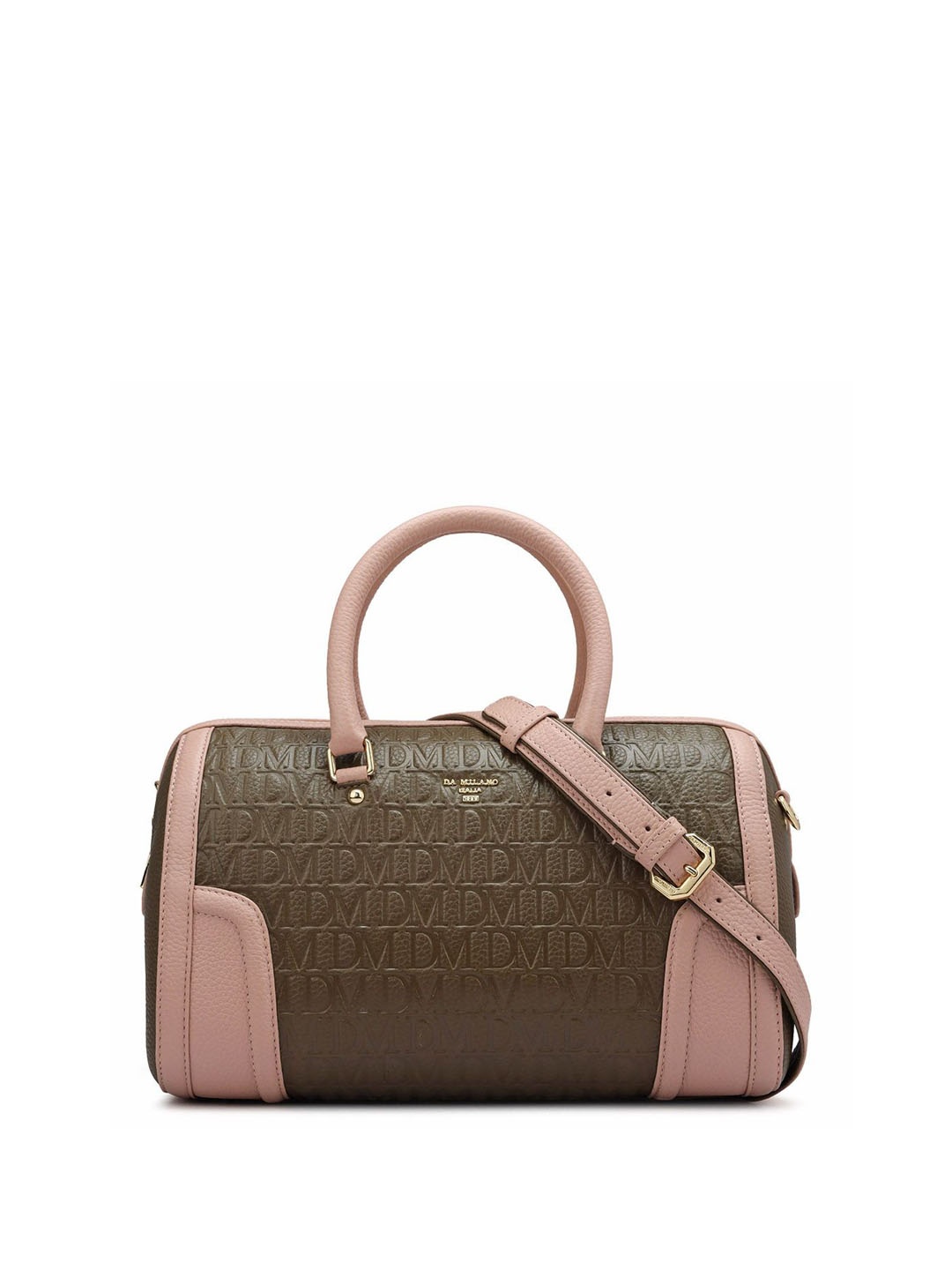 

Da Milano Women Leather Structured Handheld Bag with Cut Work, Brown
