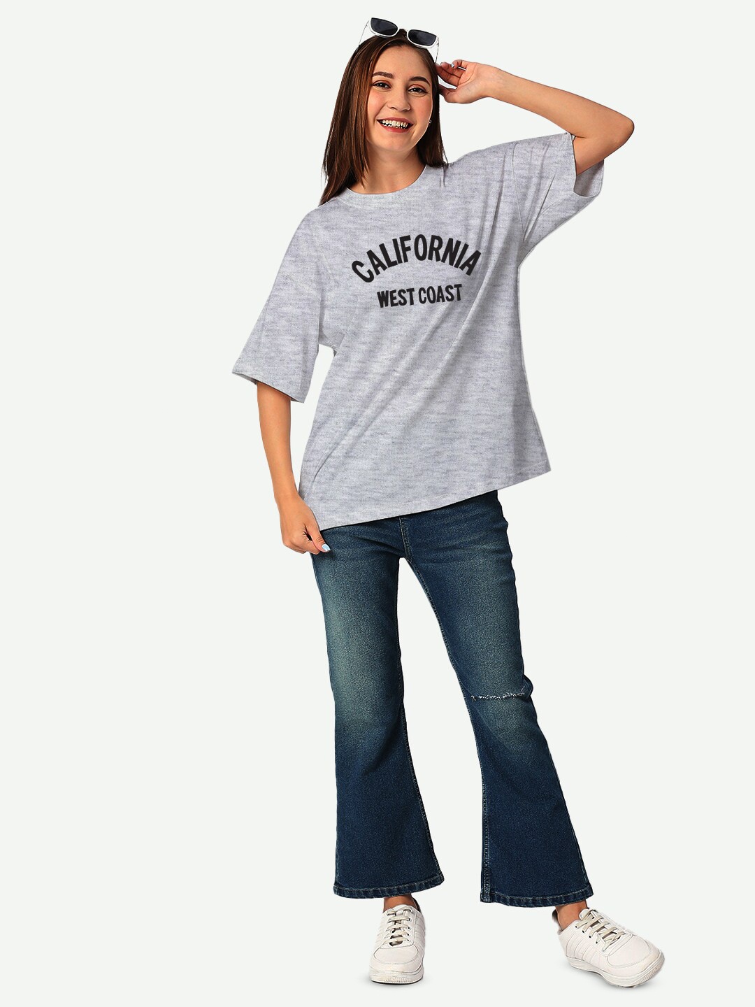 

STATUS MANTRA Women Typography Drop-Shoulder Sleeves Bio Finish T-shirt, Grey