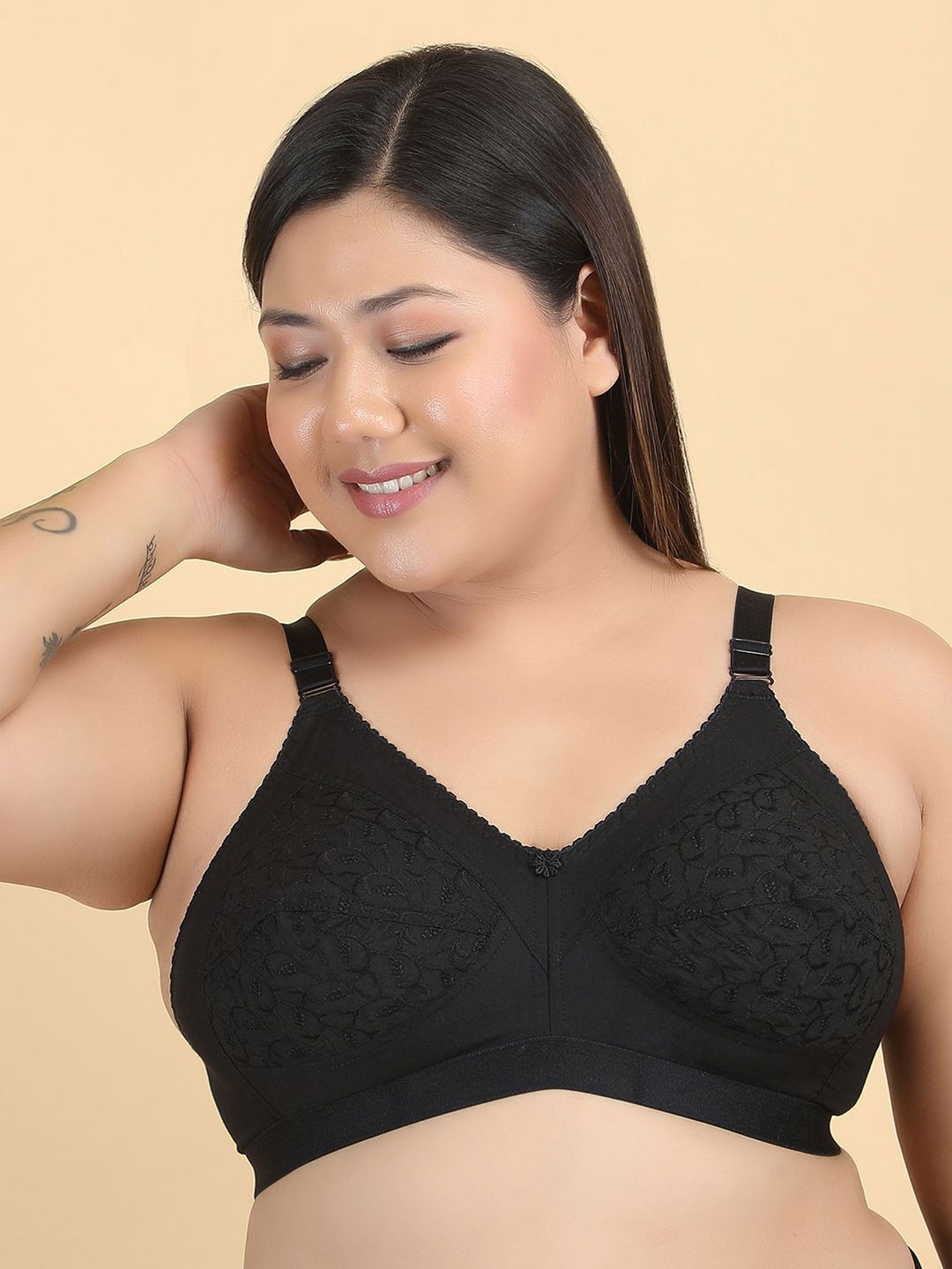 

Klassik Women Full Coverage Non Padded Bra, Black