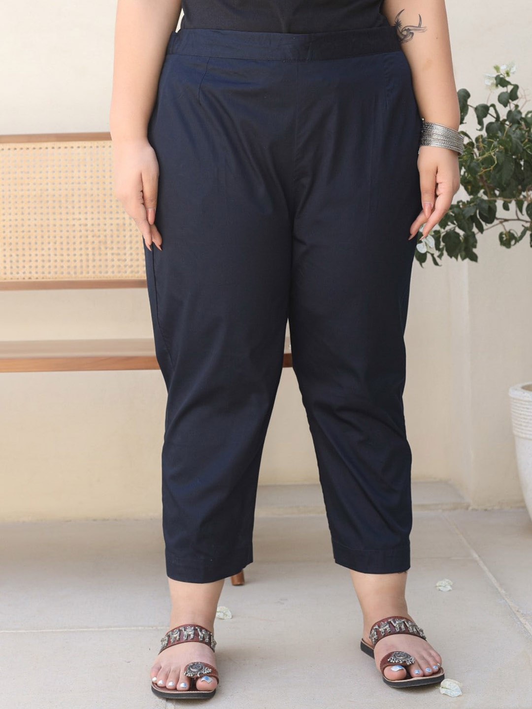 

Juniper Women Plus Size Smart Mid-Rise Cropped Trousers, Navy blue