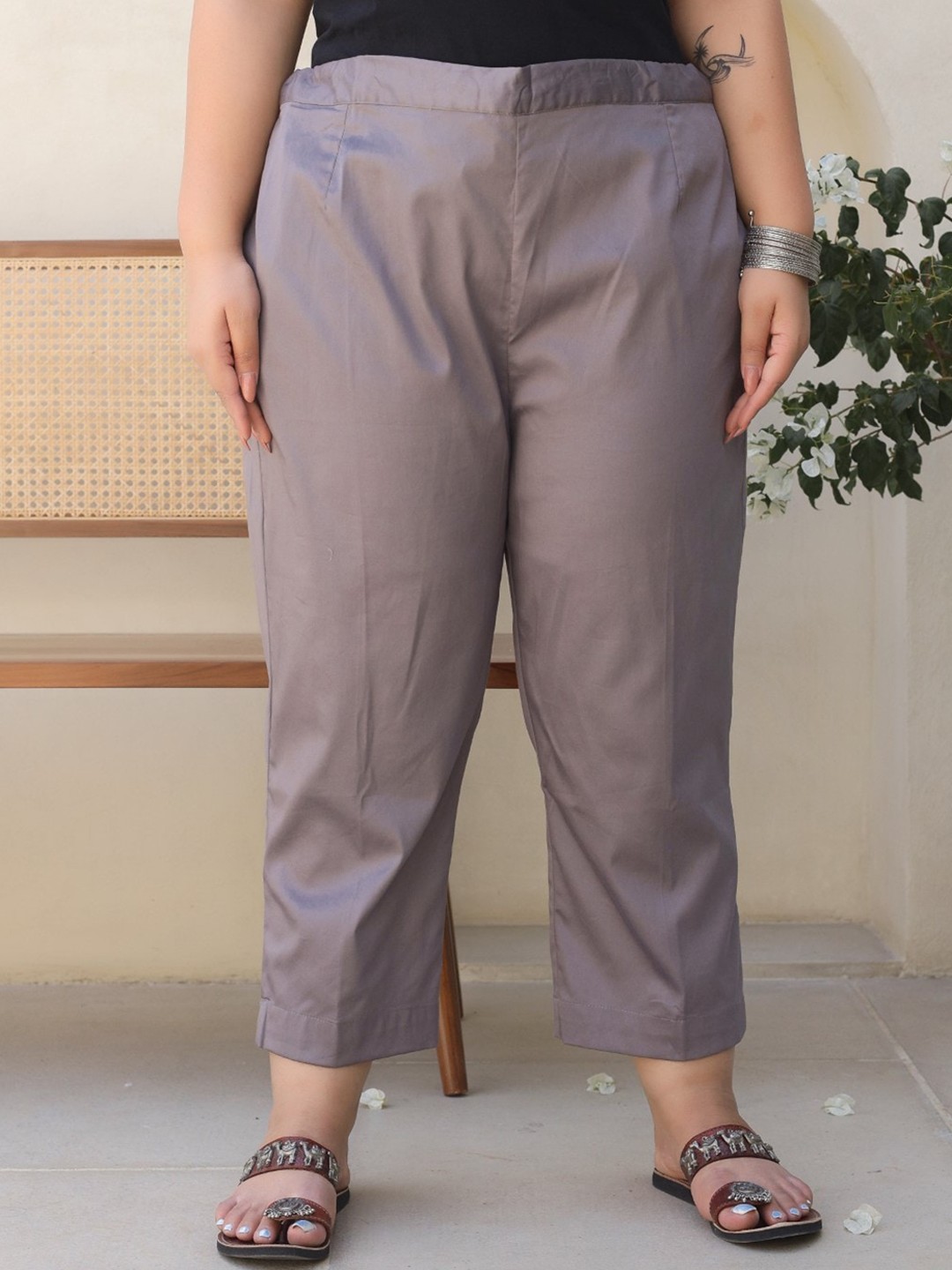

Juniper Women Plus Size Smart Mid-Rise Cropped Trousers, Grey