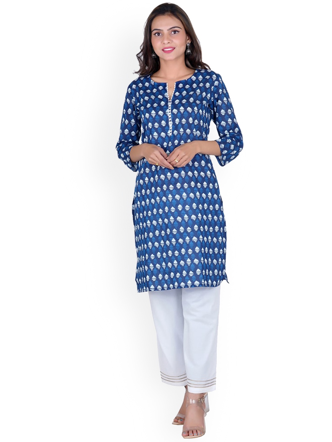 

BAESD Women Ethnic Motifs Printed Cotton Kurta, Blue