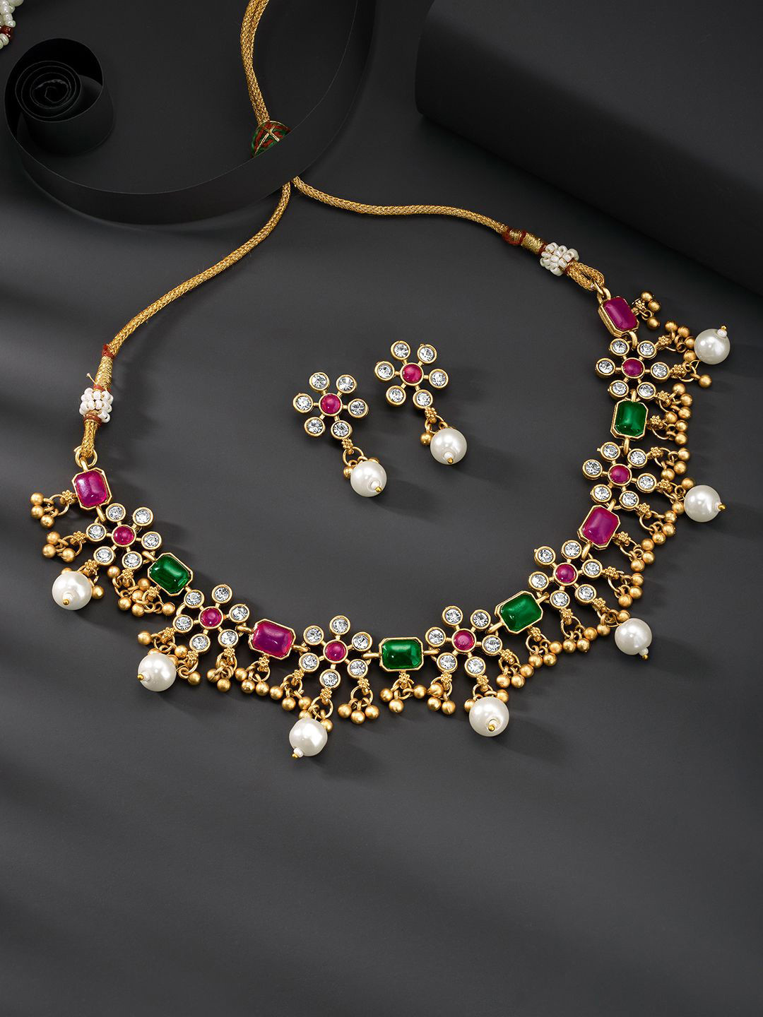 

Peora Women Gold-Plated Artificial Stones Jewellery Set