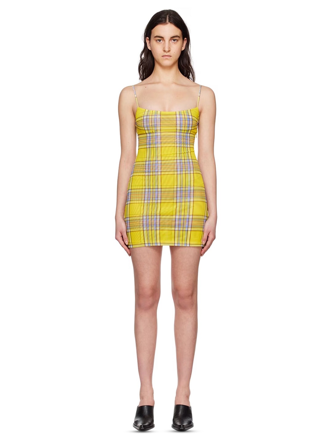 

LULU & SKY Women Checked Bodycon Mini Dress, Yellow