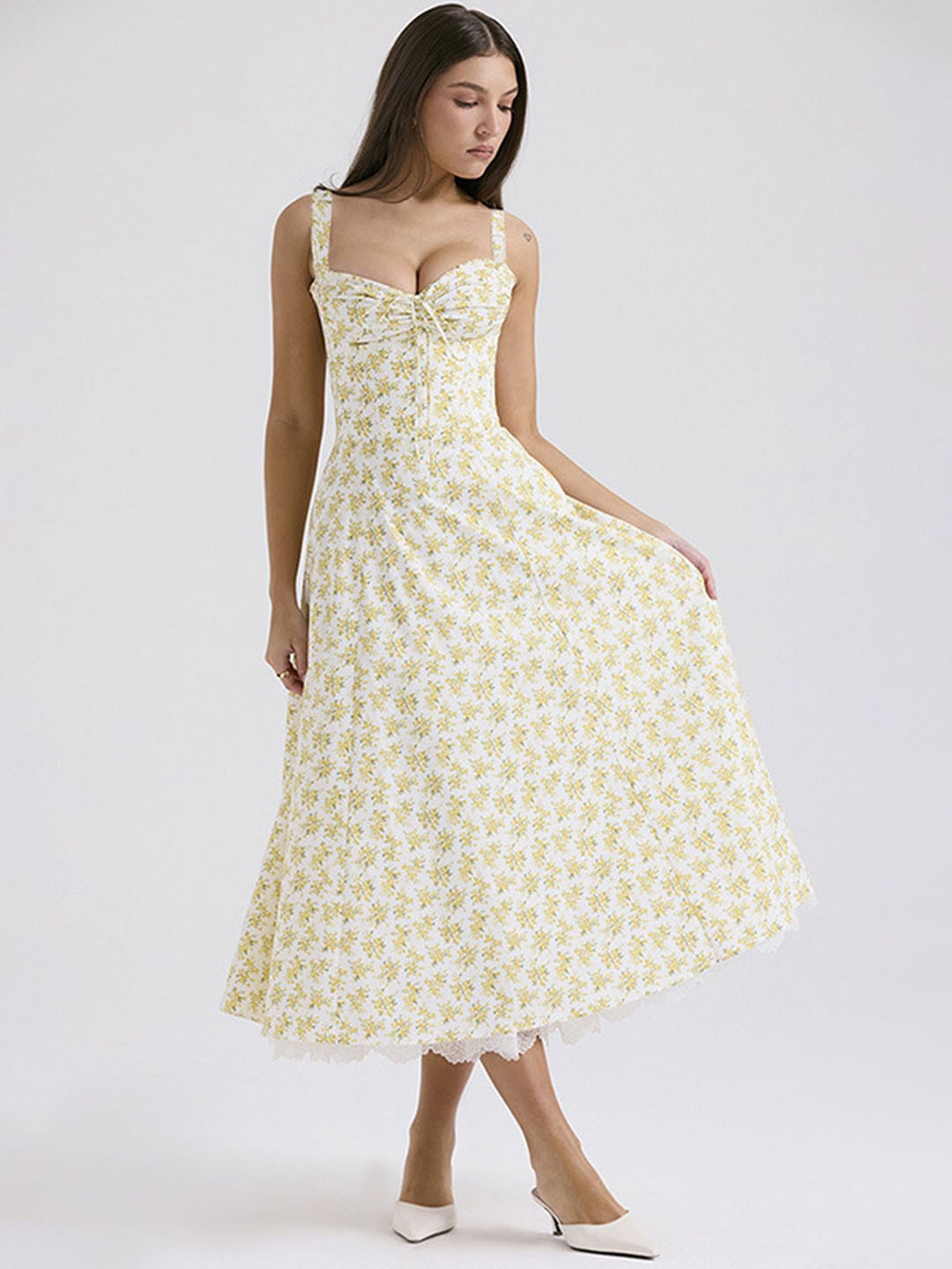 

LULU & SKY Women Floral Print A-Line Midi Dress, Pink