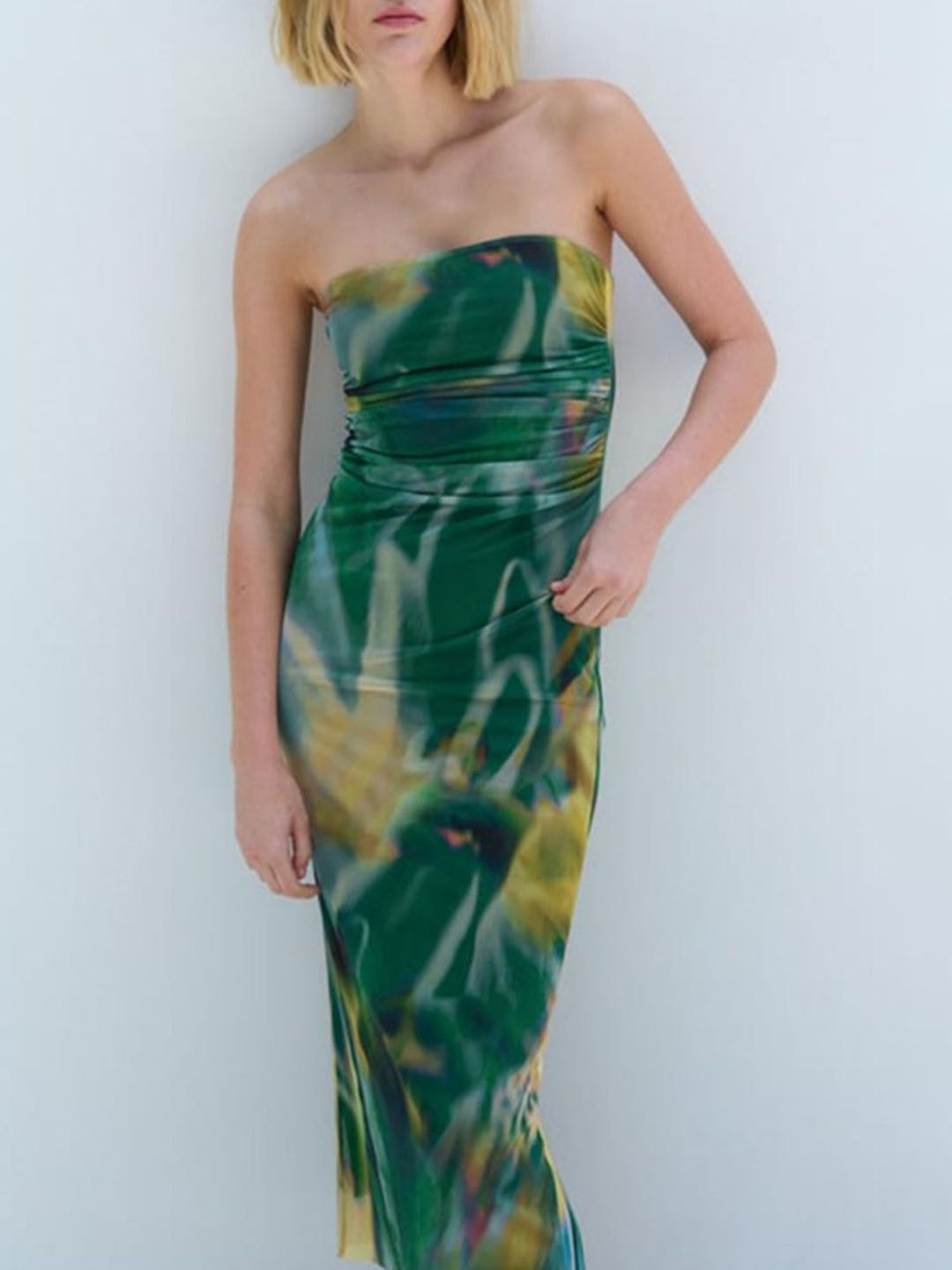 

LULU & SKY Women Abstract Print Sheath Midi Dress, Green