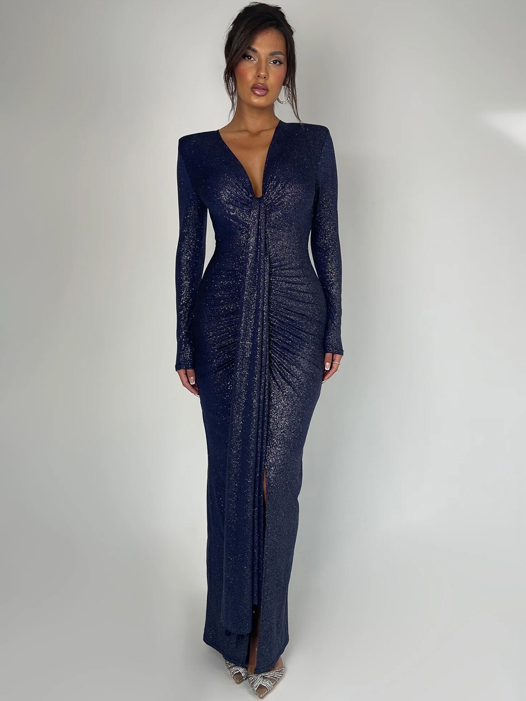 

LULU & SKY V-Neck Maxi Dress, Navy blue