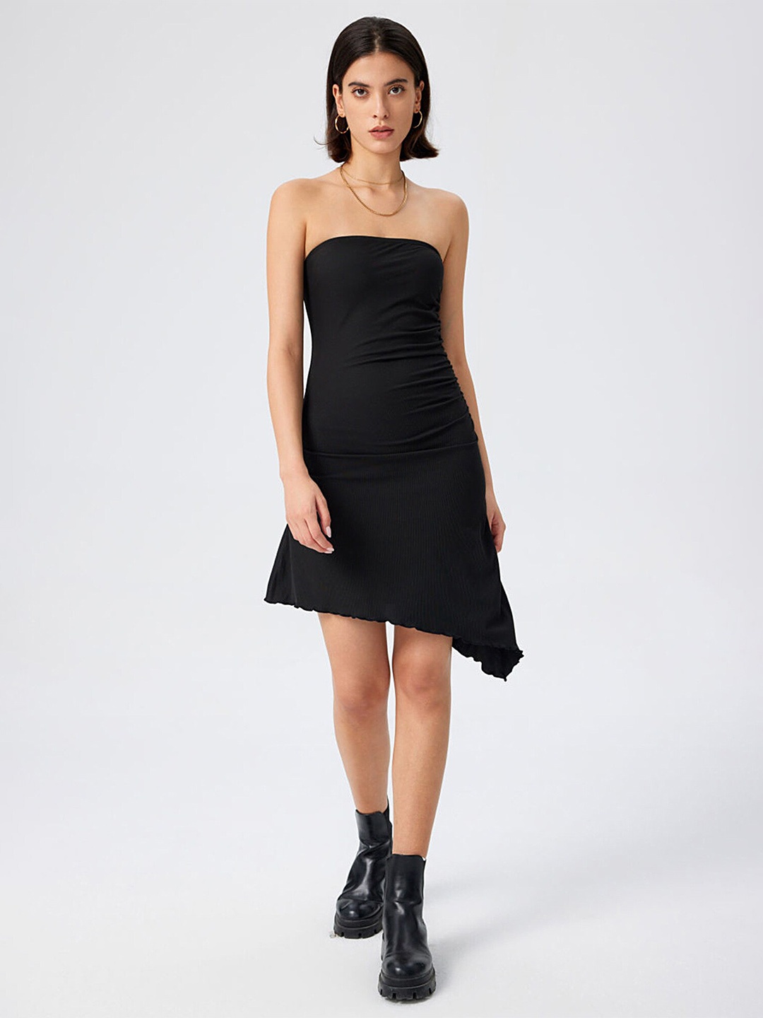 

LULU & SKY Strapless Sleeveless Ruched BandeauDress, Black
