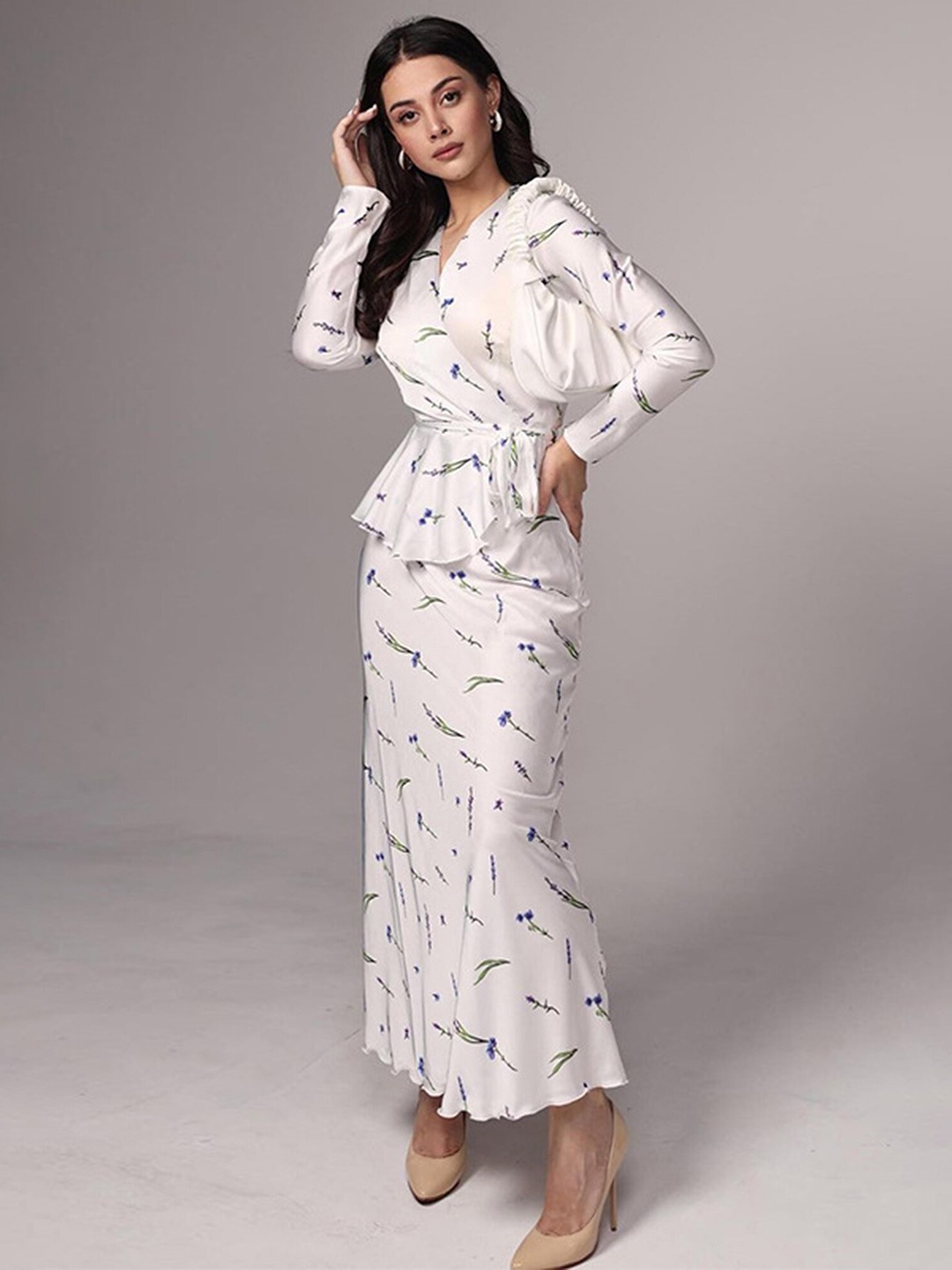 

LULU & SKY Women Floral Print Maxi Dress, White