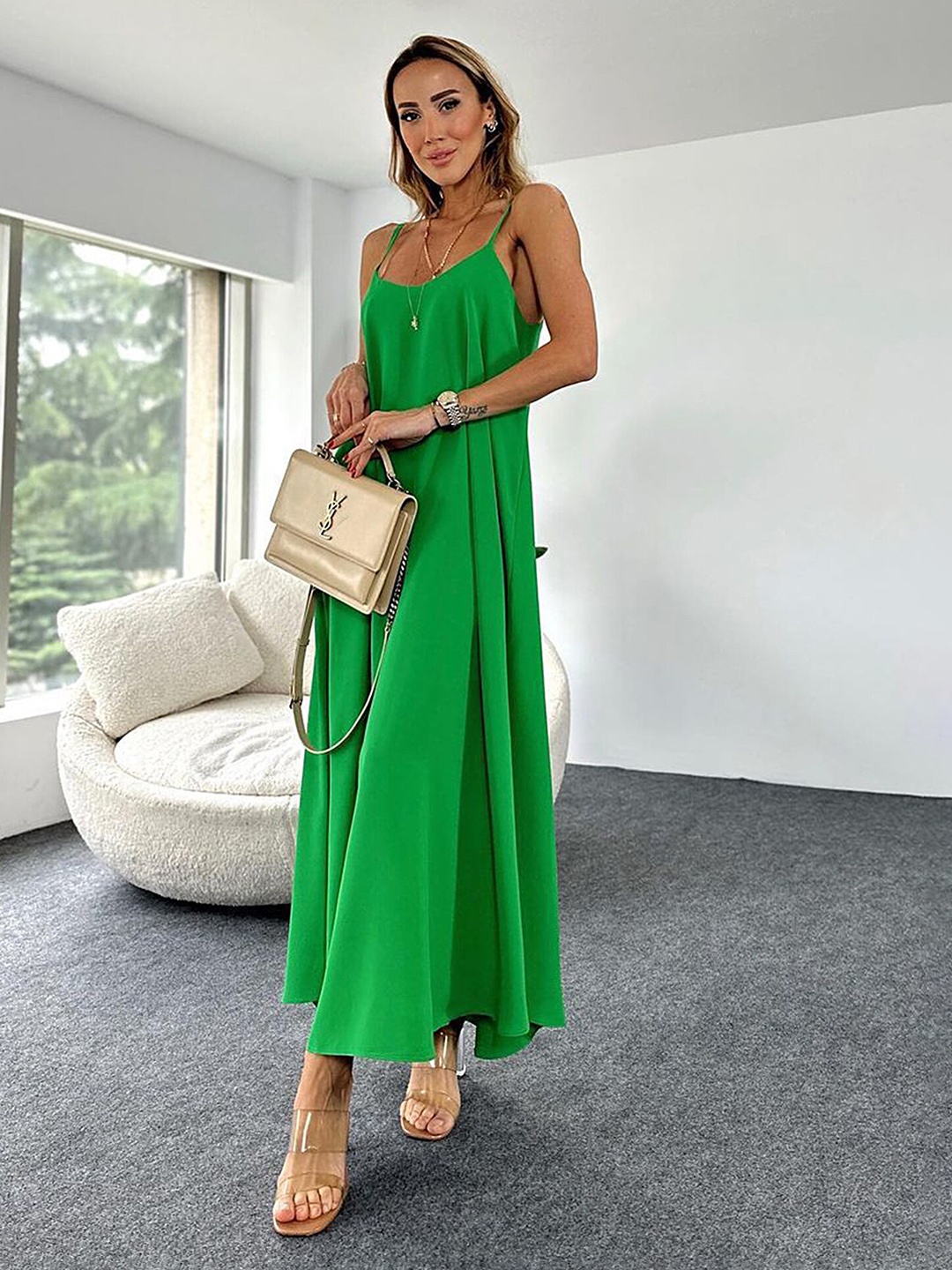 

LULU & SKY Shoulder Straps Maxi Dress, Green