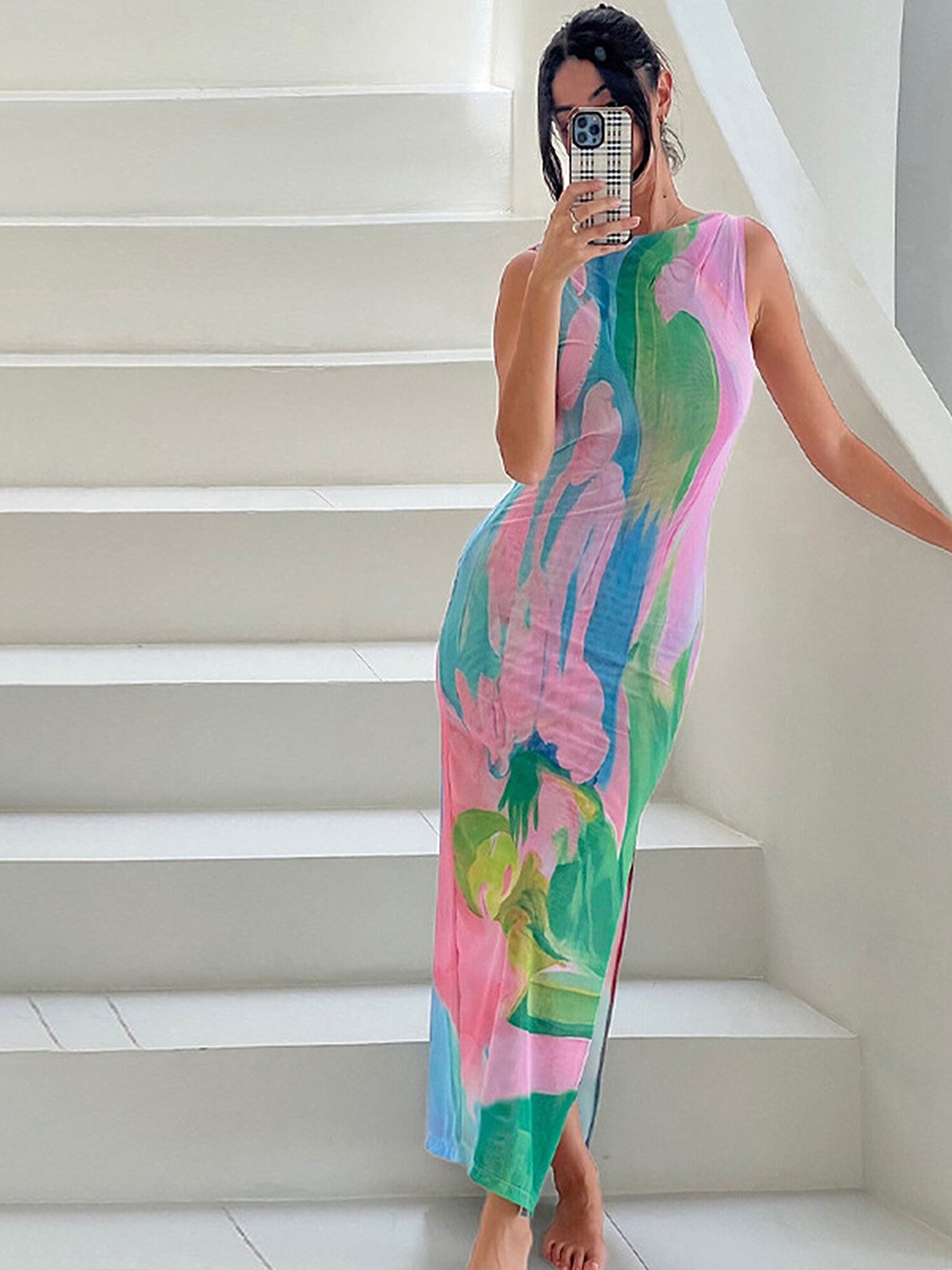 

LULU & SKY Women Abstract Print Boat Neck Dress, Multi