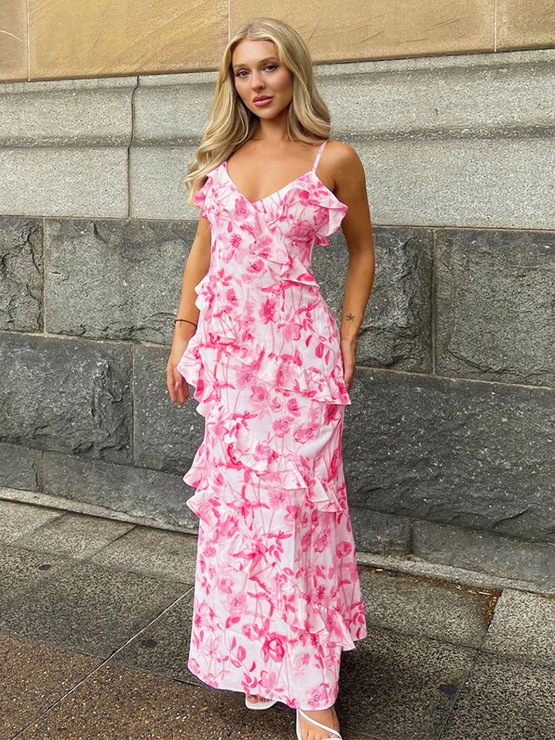 

LULU & SKY Floral Print Maxi Dress, Pink