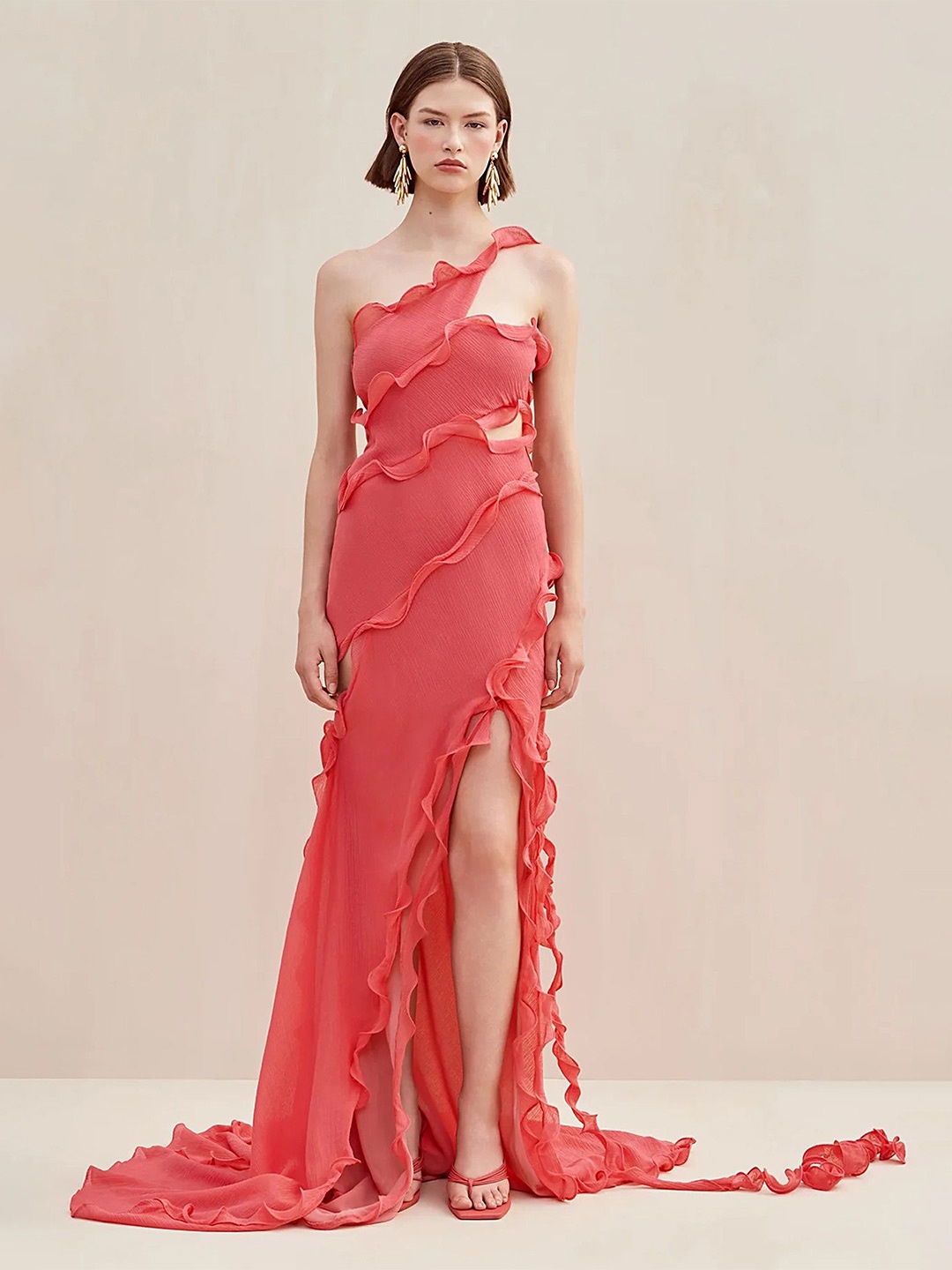 

LULU & SKY One Shoulder Sleeveless Maxi Dress, Rose