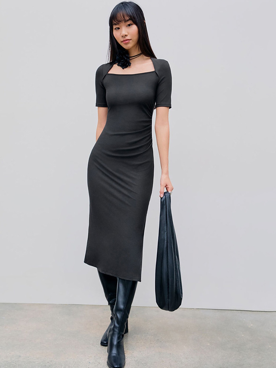 

LULU & SKY Women Sheath Midi Dress, Black