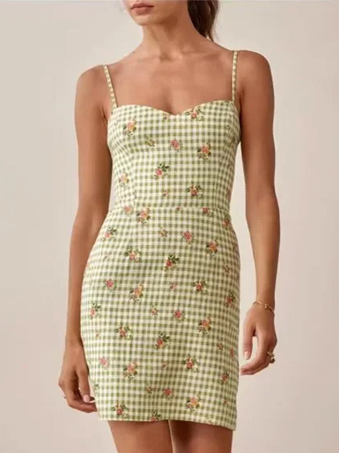 

LULU & SKY Floral Printed Shoulder Straps Sheath Dress, Green