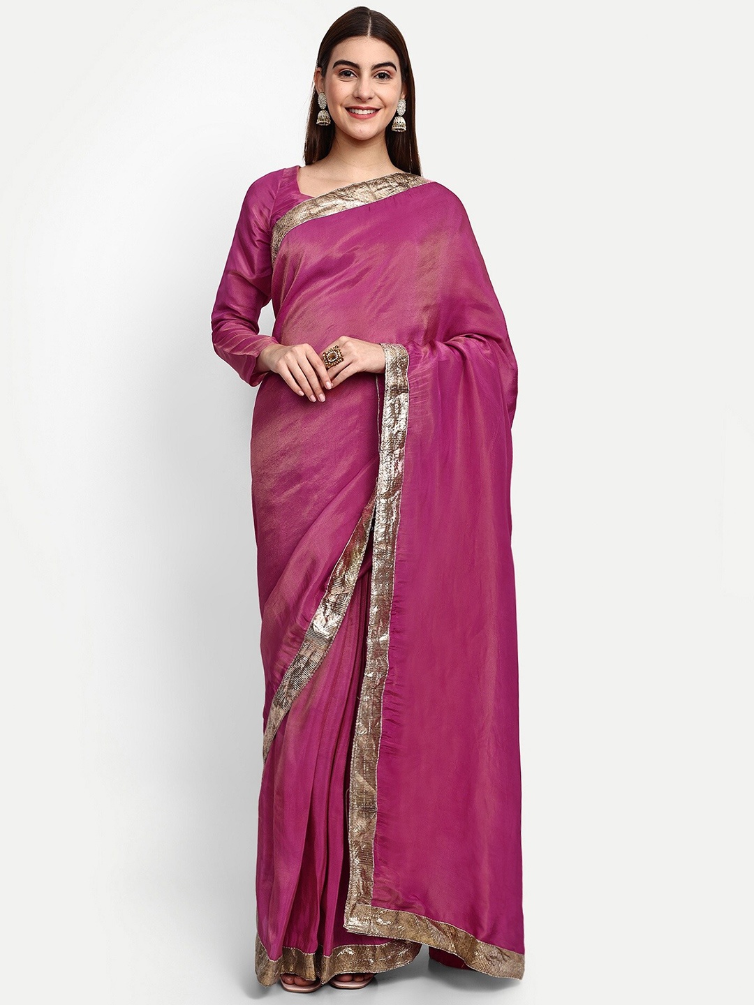 

GENDAFOOL Sequinned Tissue Saree, Pink