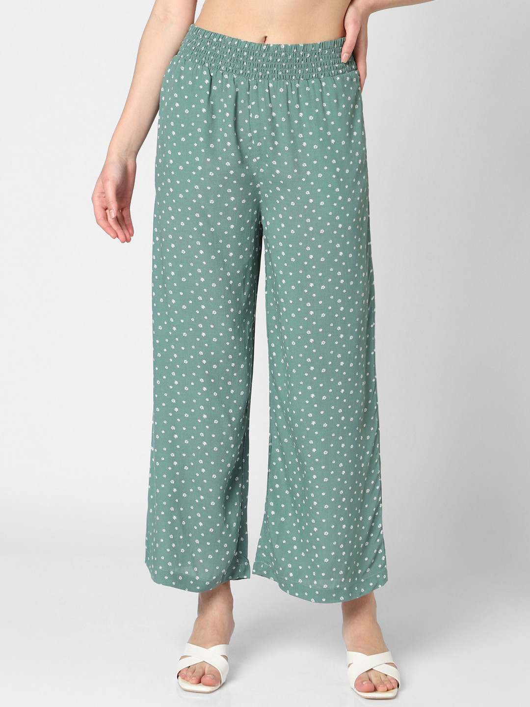 

Mystere Paris Women Floral Printed Palazzos, Green