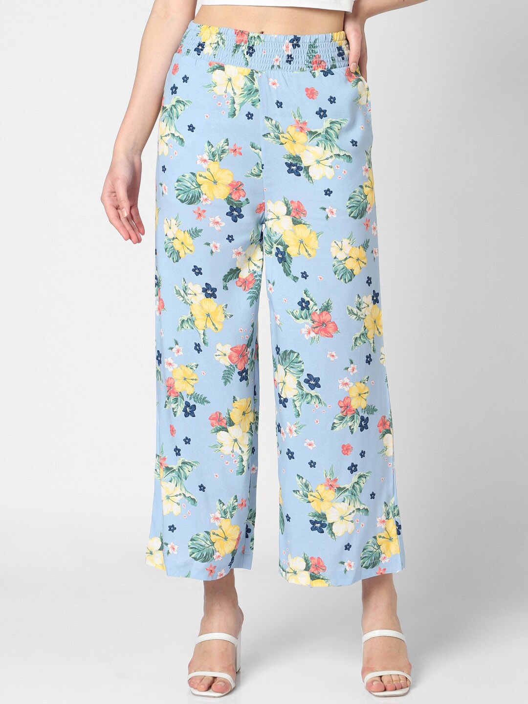 

Mystere Paris Women Floral Printed Palazzo, Blue